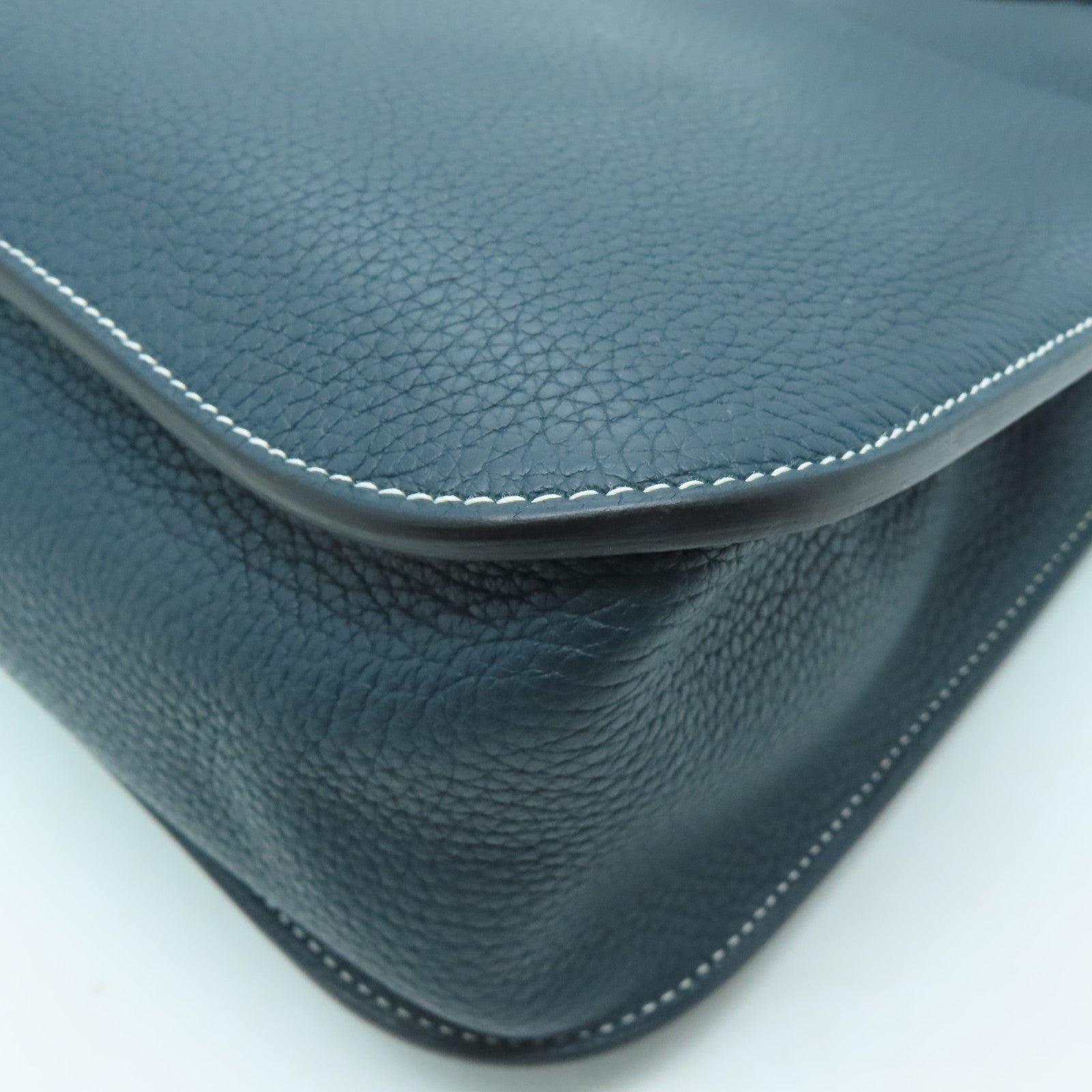 HERMES Clemence皮革Halzan 31金扣手挽肩背两用袋绿色