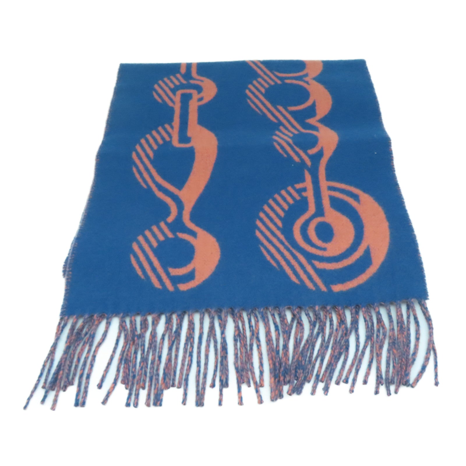 HERMES Cashmere Muffler颈巾蓝色/橙色