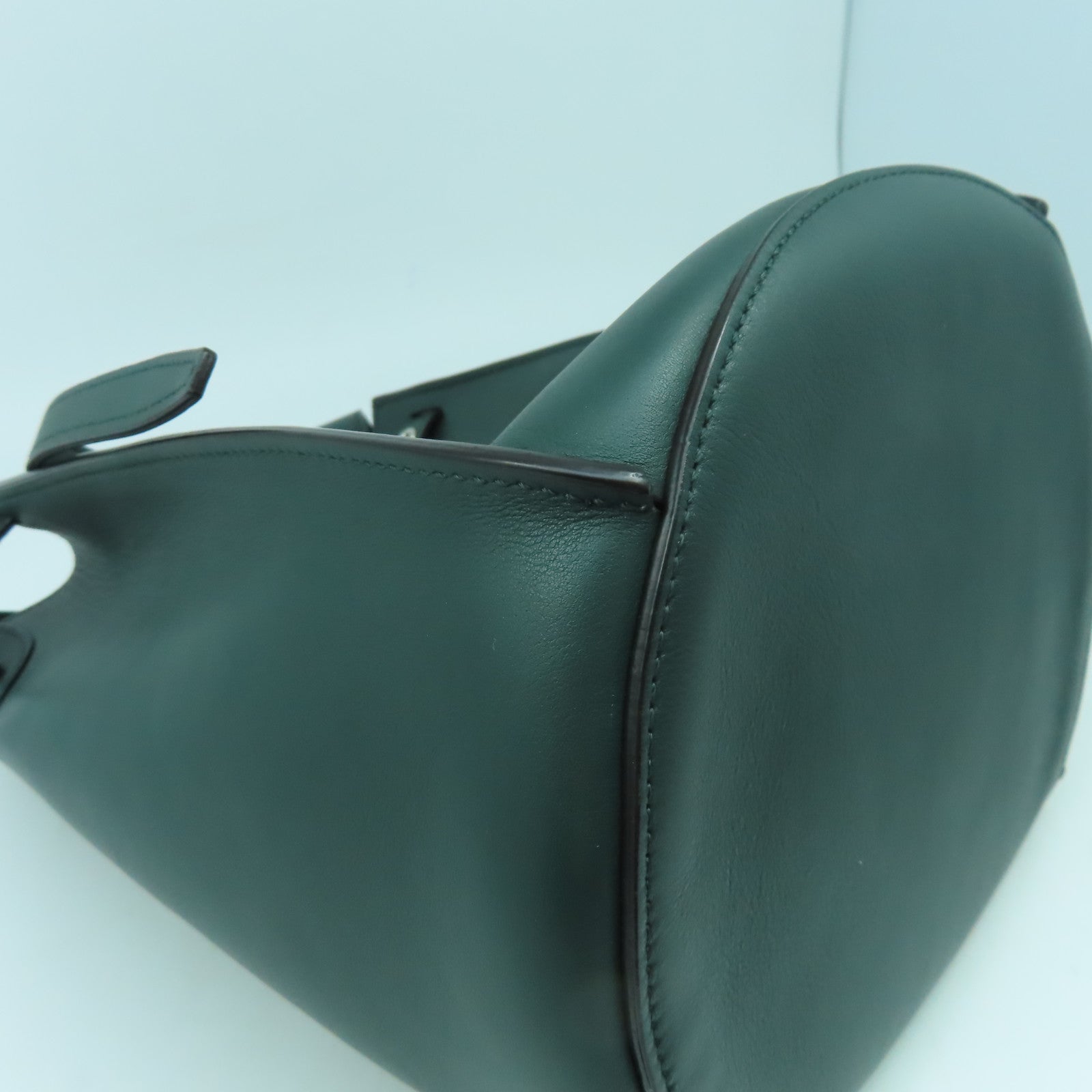 CELINE 牛皮皮革Big Bag Bucket銀扣肩背袋綠色