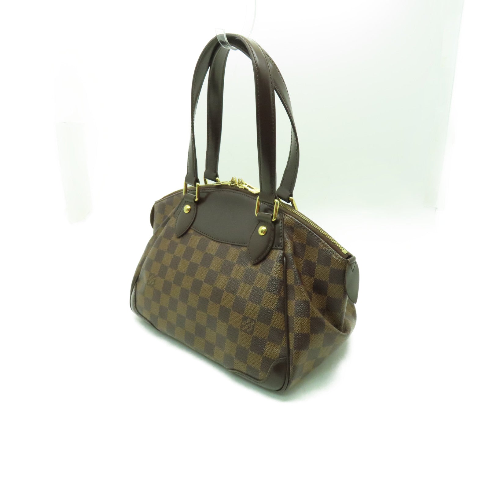 LOUIS VUITTON Damier Verona PM金扣手挽袋棕色