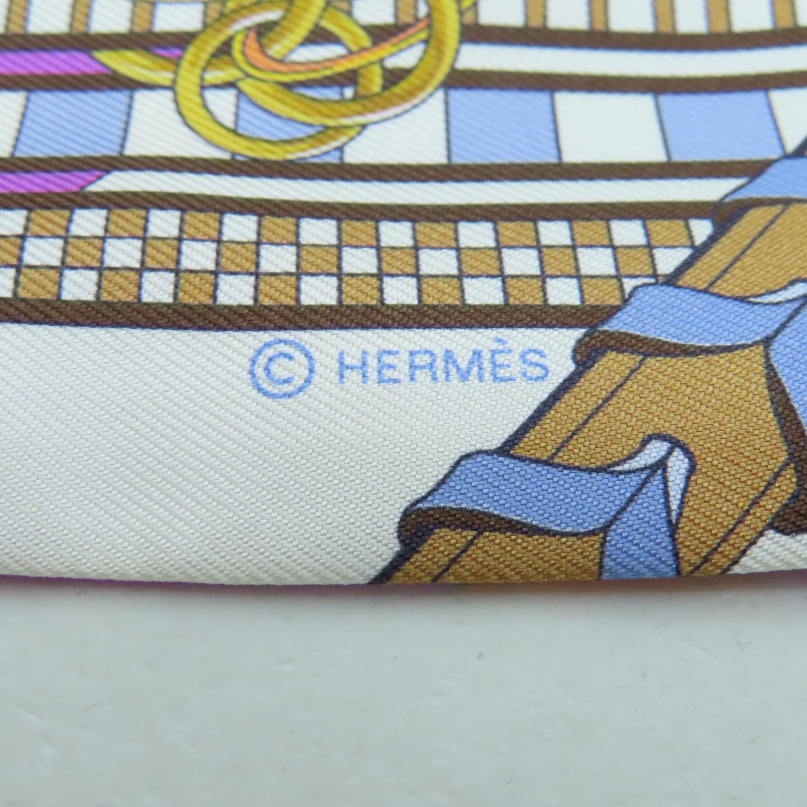 HERMES 絲質Twilly絲巾彩色