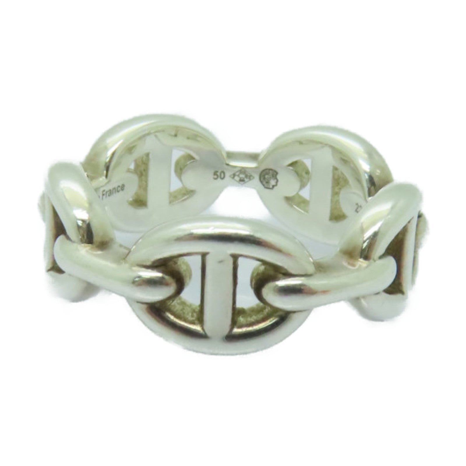 HERMES 925純銀Chaine d'ancre Enchainee Ring戒指#50