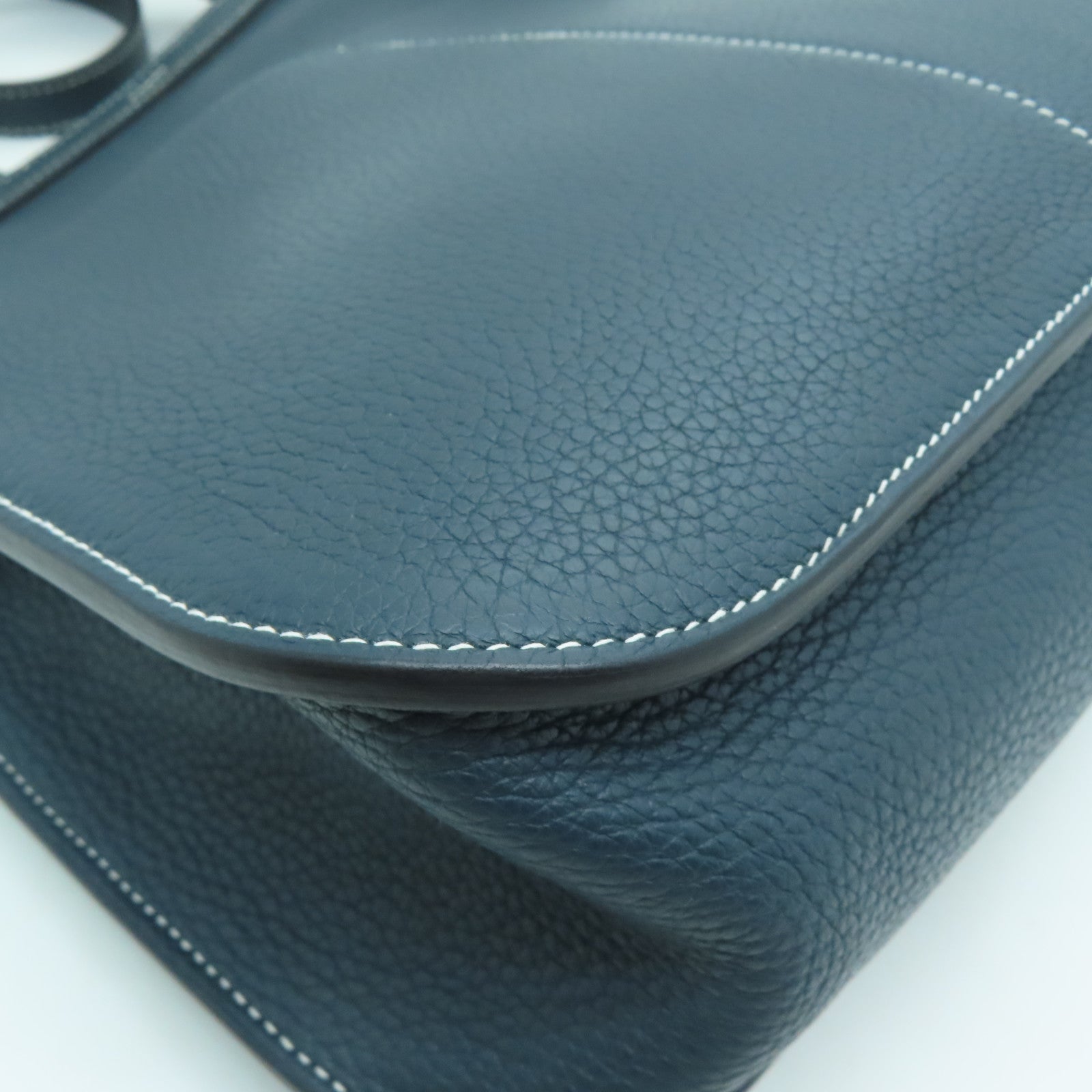 HERMES Clemence皮革Halzan 31金扣手挽肩背两用袋绿色