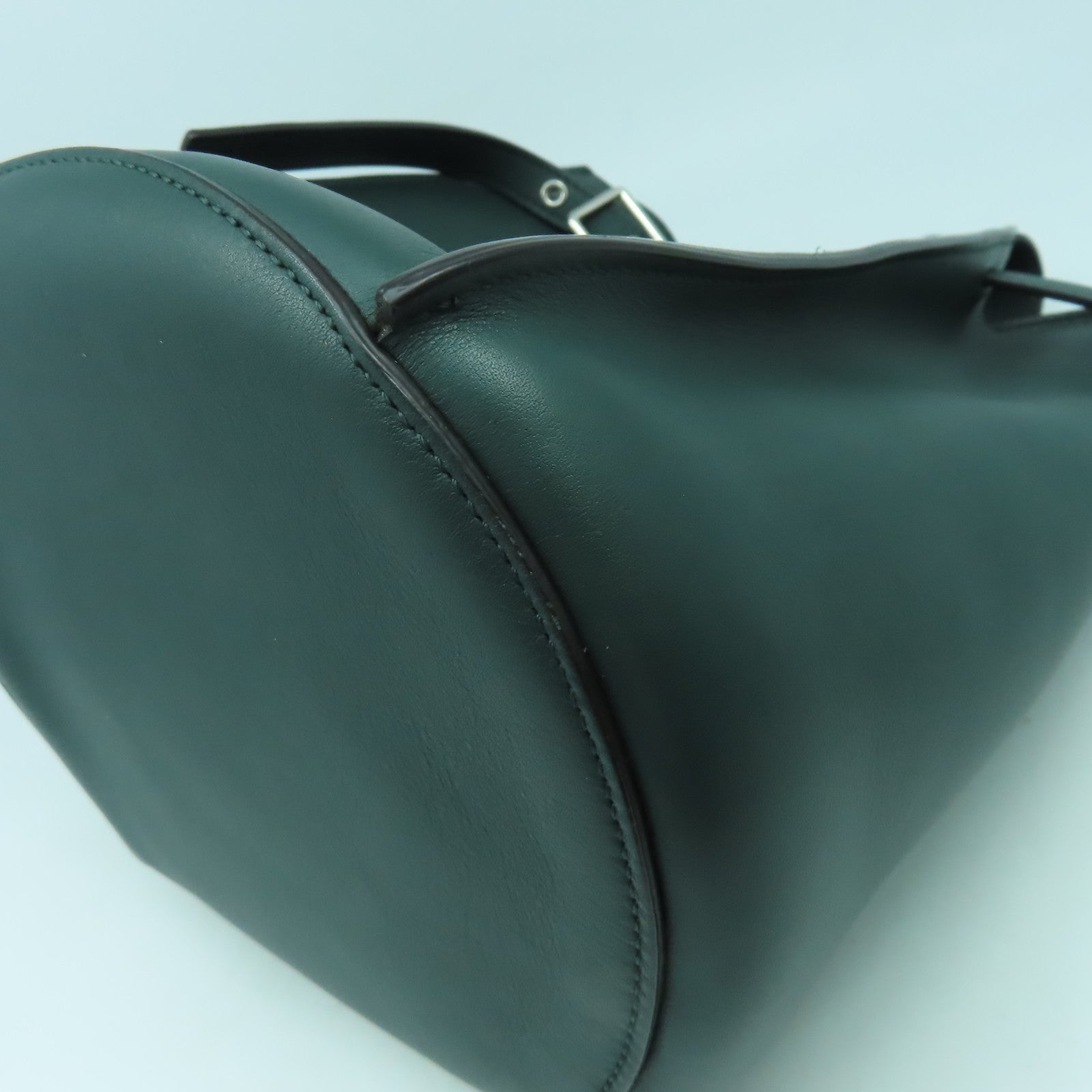 CELINE 牛皮皮革Big Bag Bucket銀扣肩背袋綠色