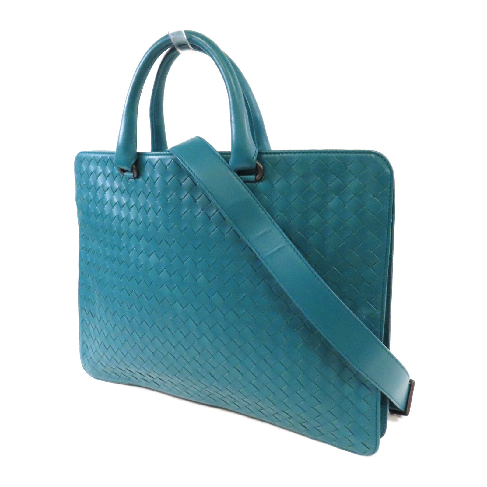 BOTTEGA VENETA 織紋羊皮皮革2 Way Shoulder手挽肩背兩用袋湖水綠色