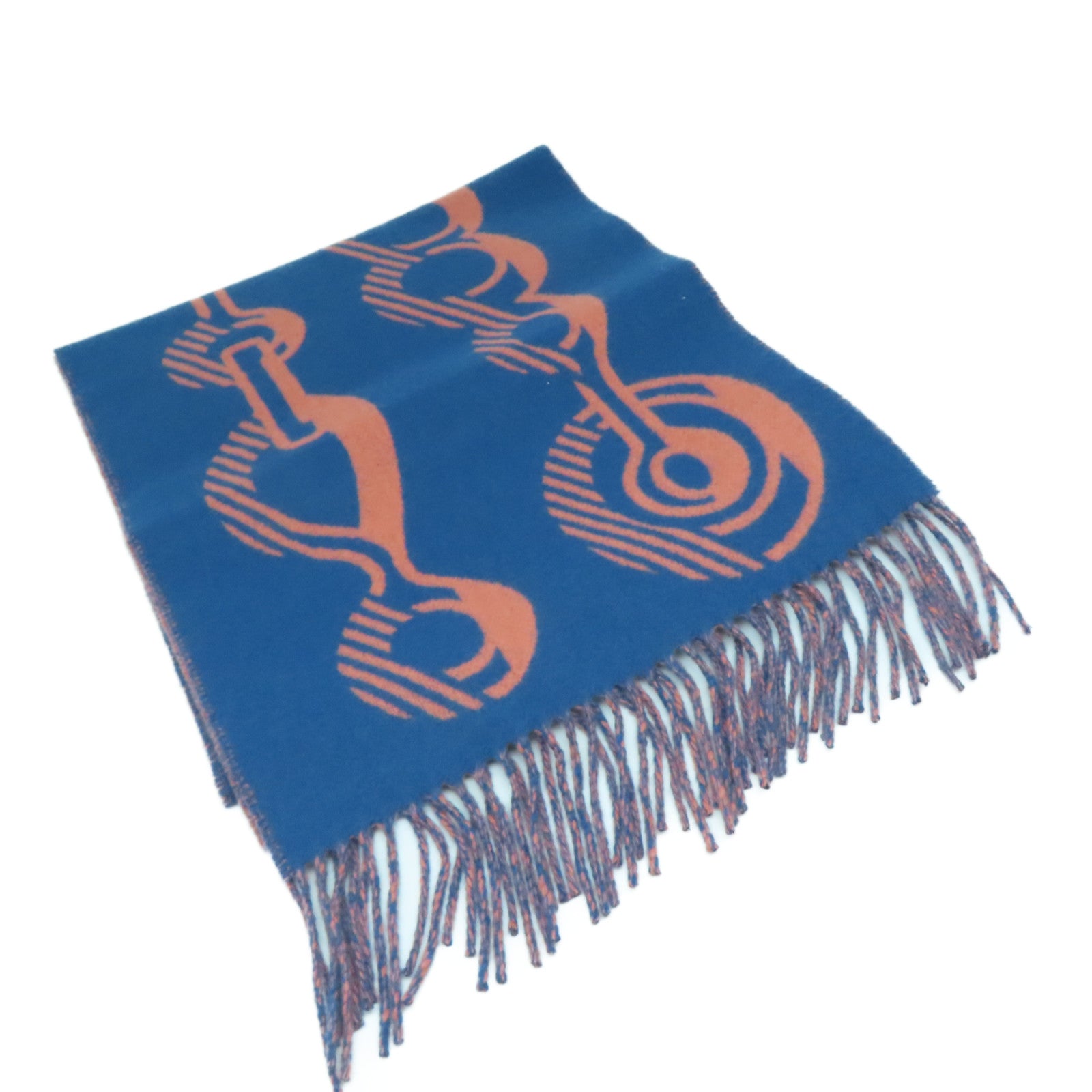 HERMES Cashmere Muffler颈巾蓝色/橙色
