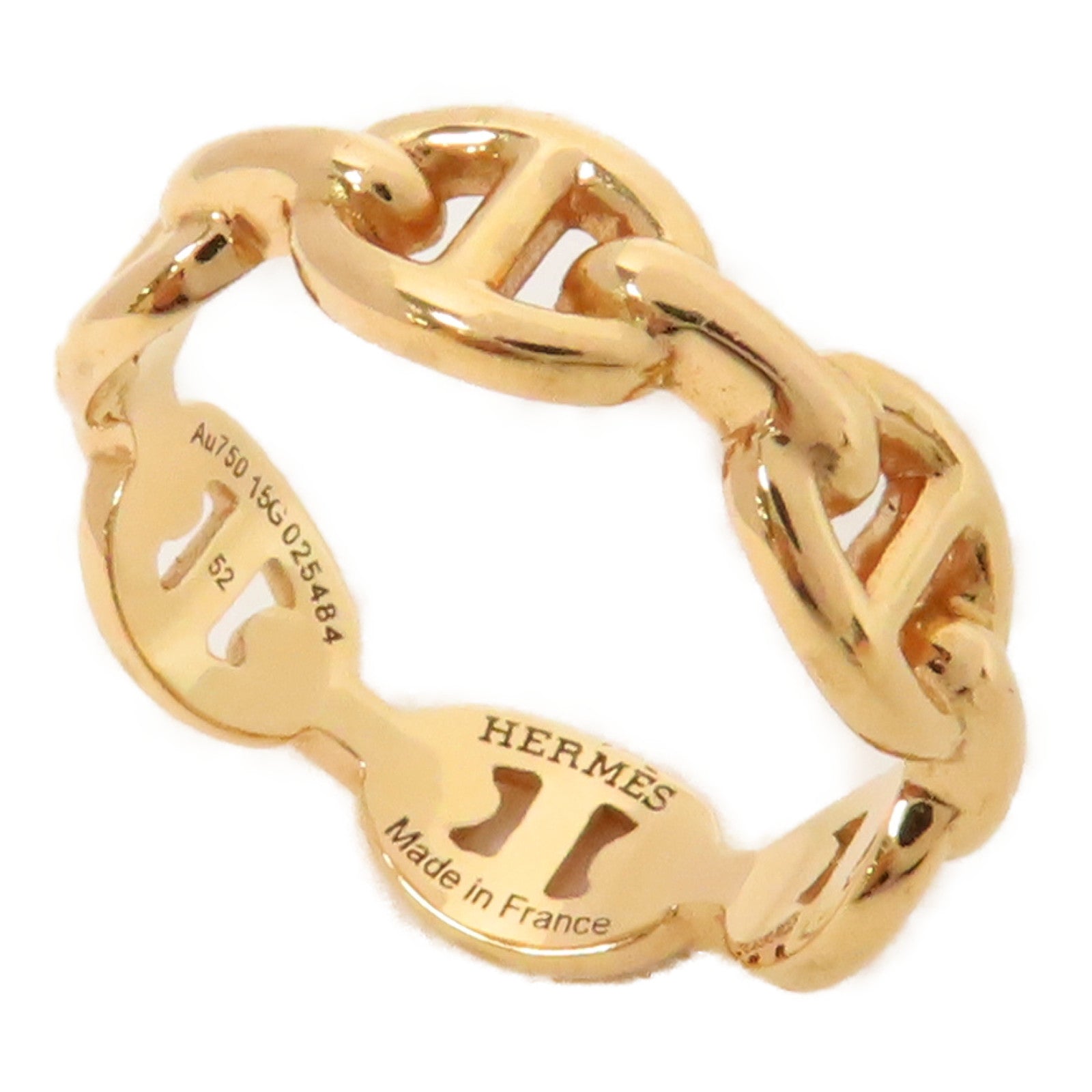 HERMES 18K黃金Chaine D Ancre Ring戒指US#5.75
