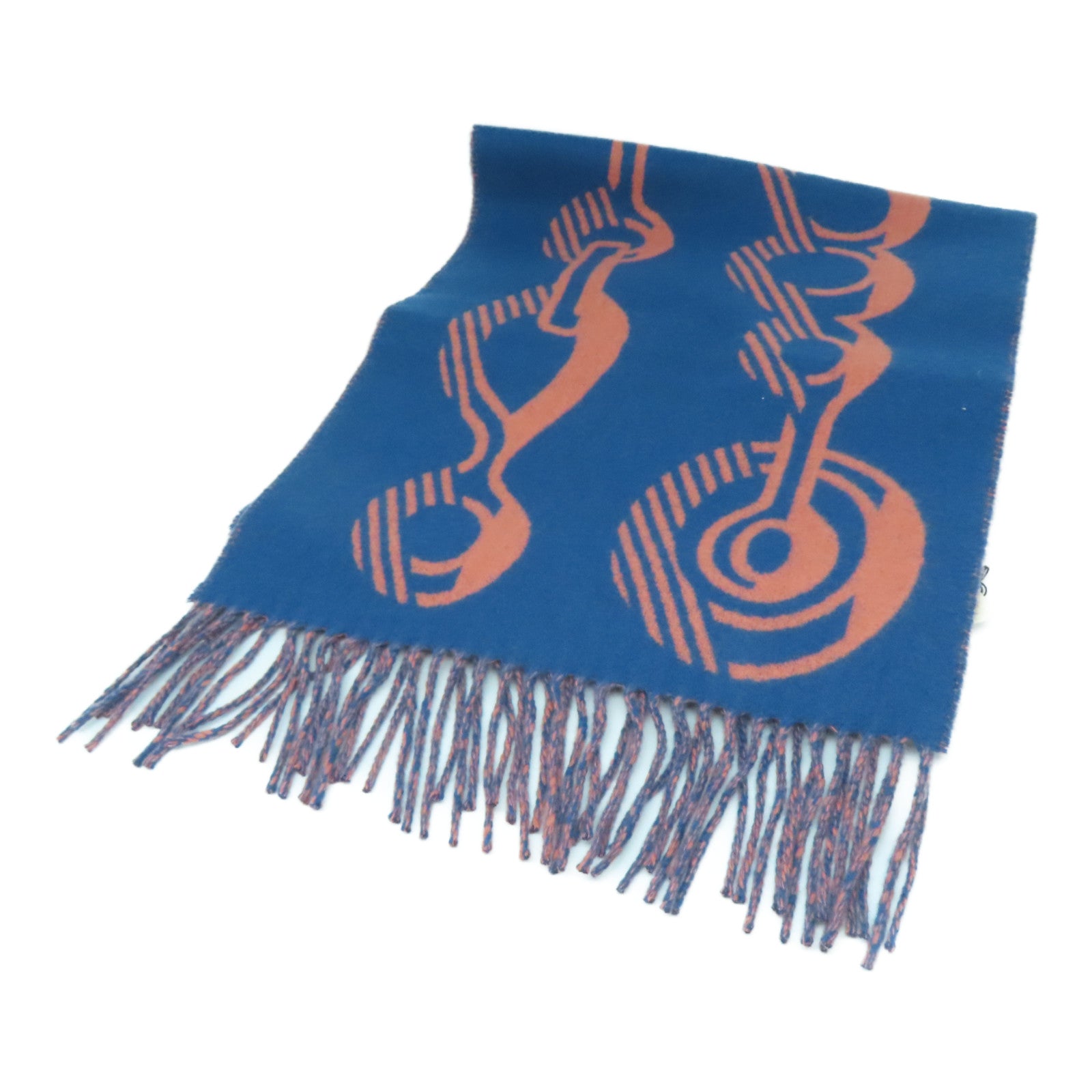 HERMES Cashmere Muffler颈巾蓝色/橙色