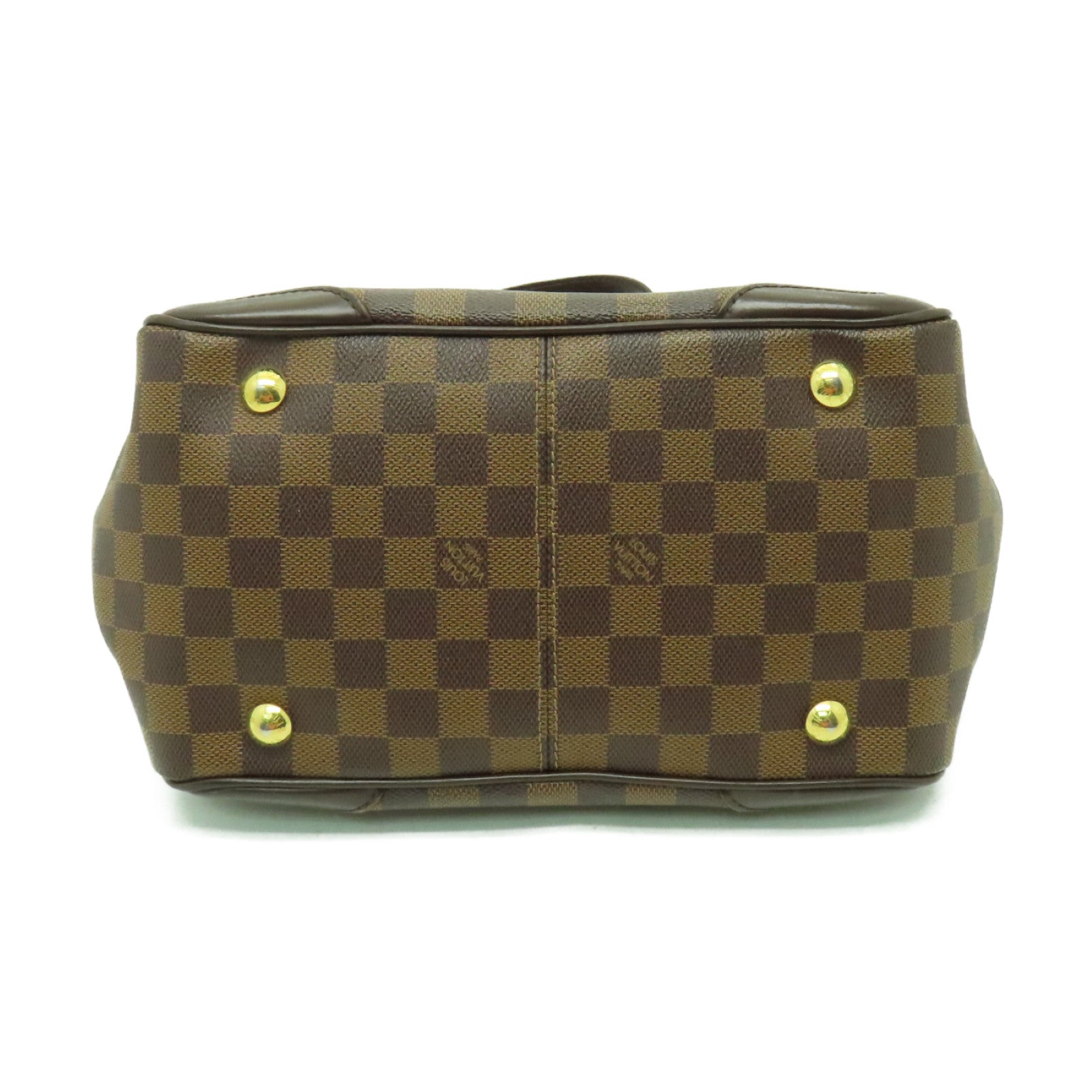 LOUIS VUITTON Damier Verona PM金扣手挽袋棕色