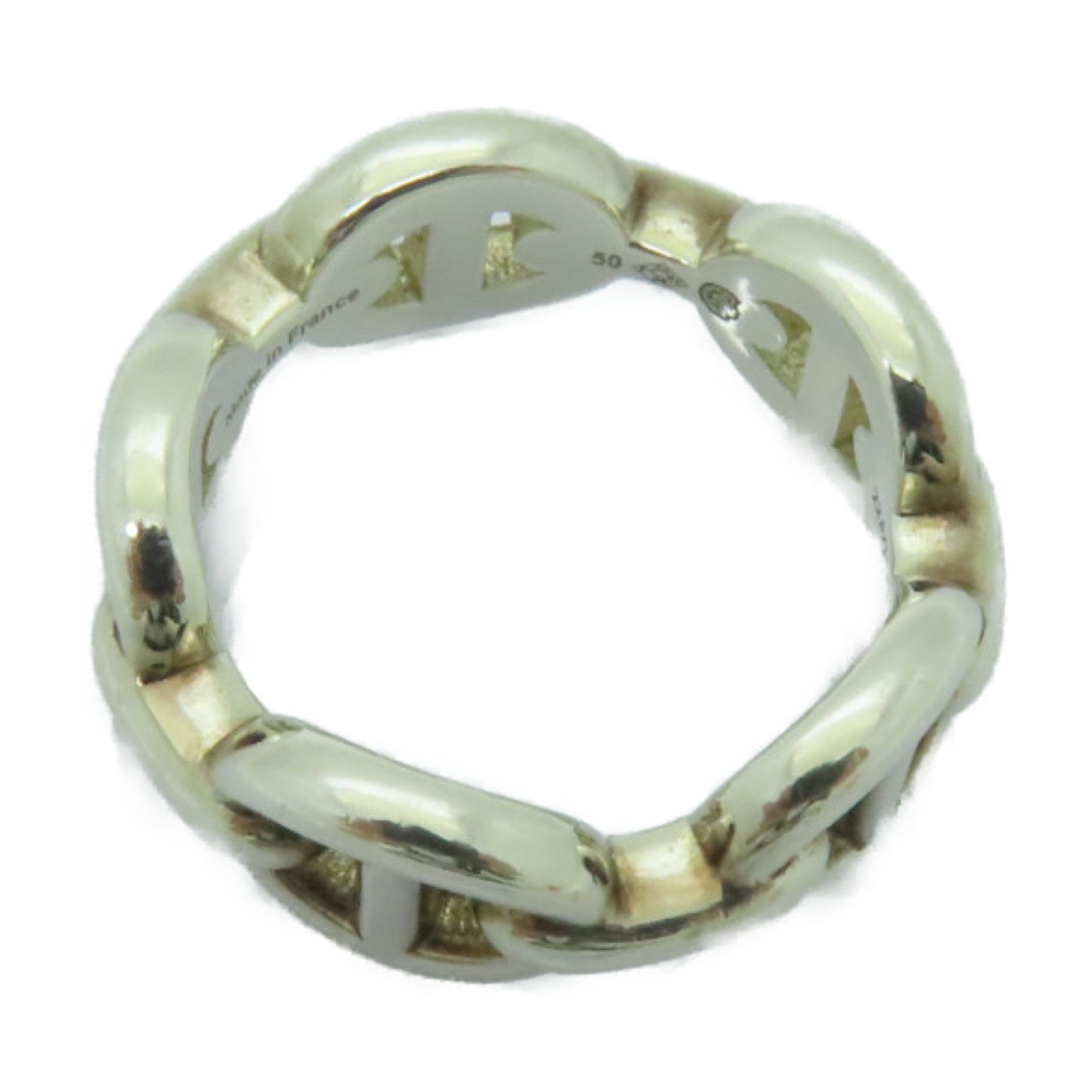 HERMES 925純銀Chaine d'ancre Enchainee Ring戒指#50