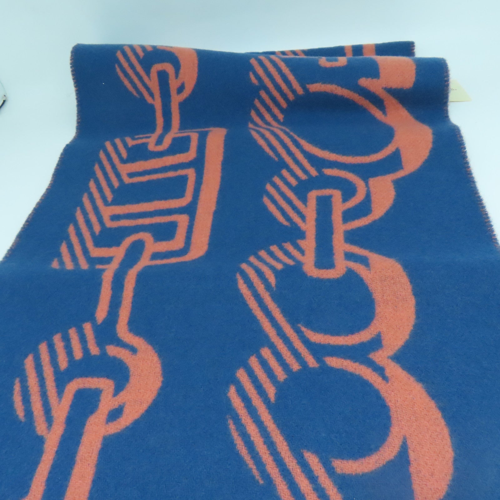 HERMES Cashmere Muffler颈巾蓝色/橙色