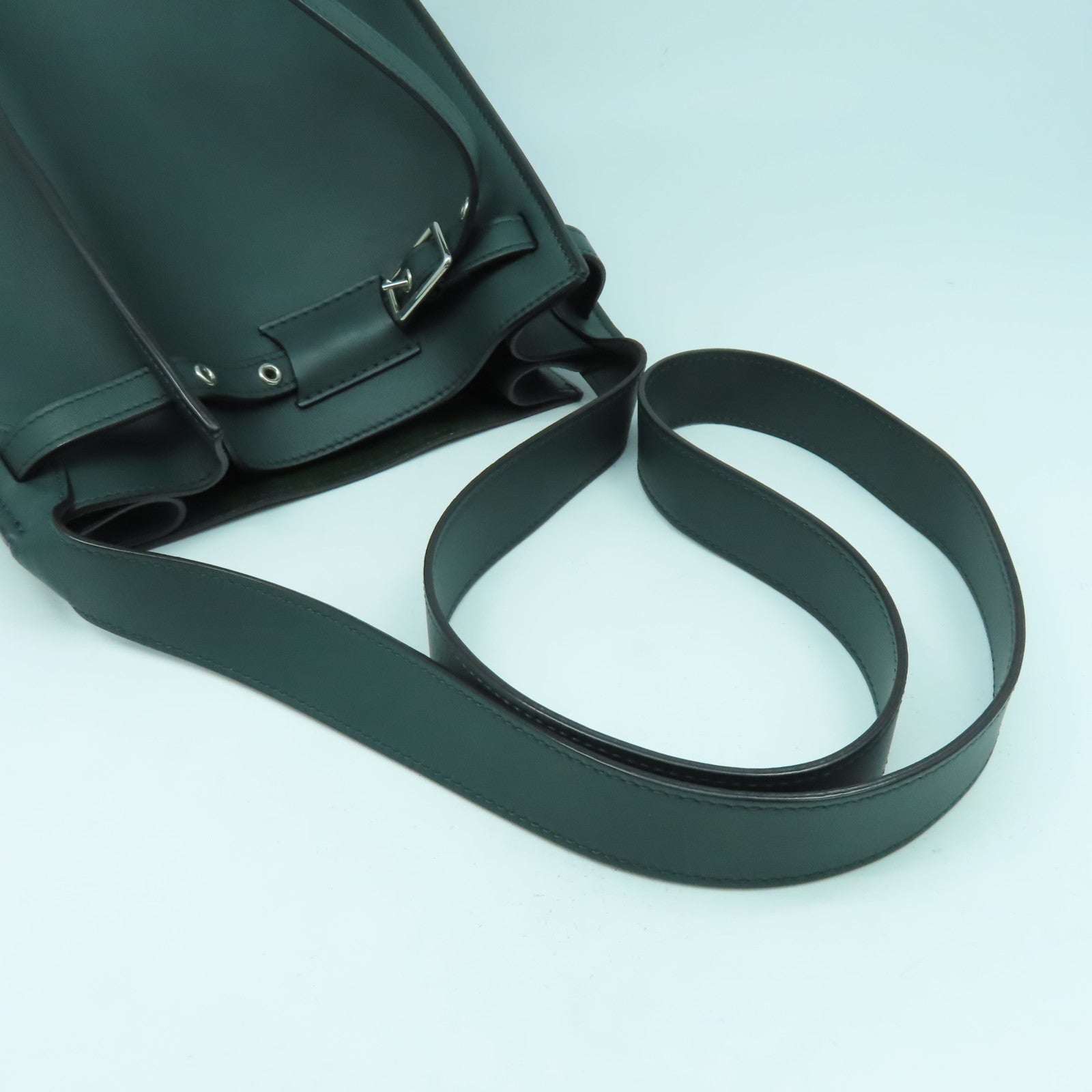 CELINE 牛皮皮革Big Bag Bucket銀扣肩背袋綠色