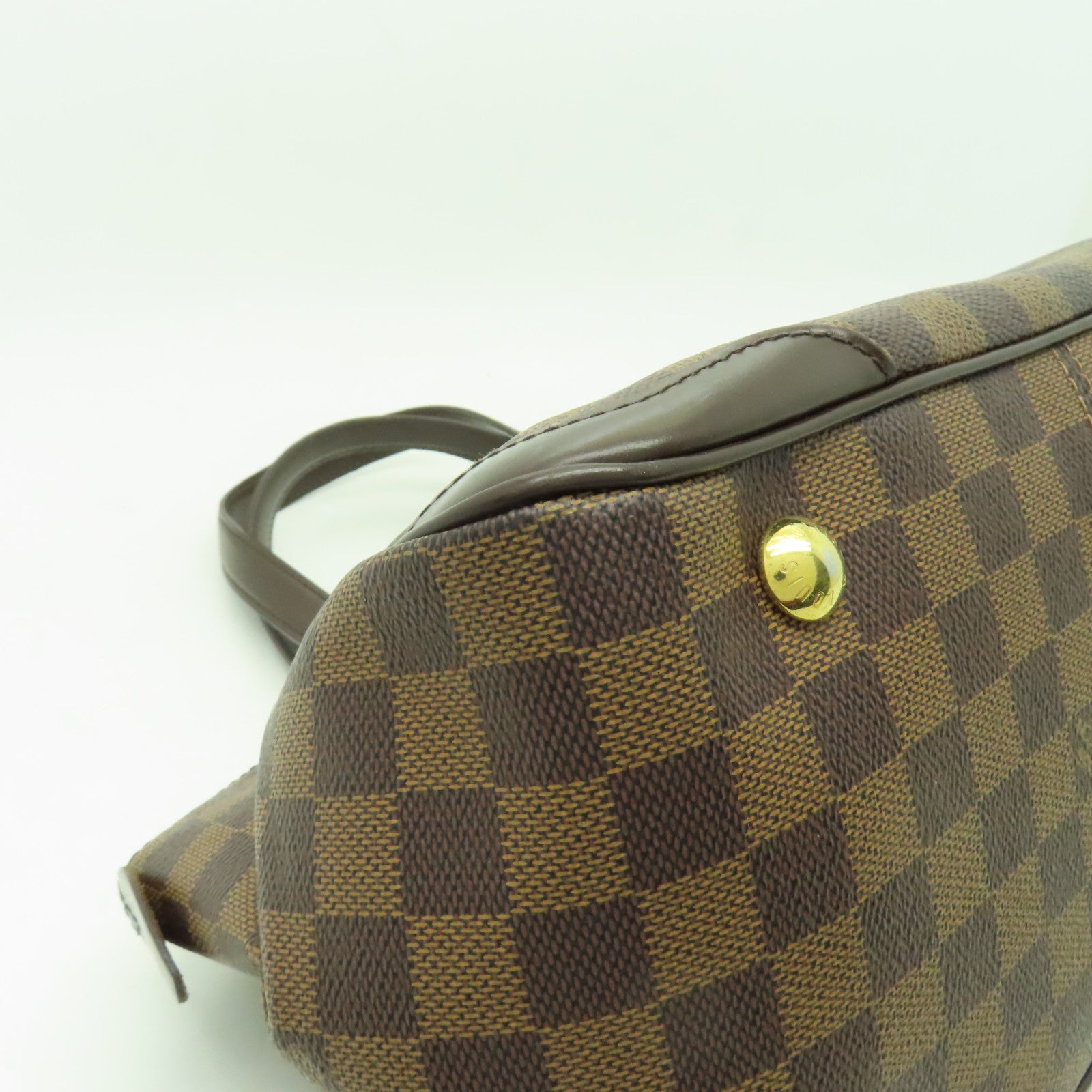 LOUIS VUITTON Damier Verona PM金扣手挽袋棕色