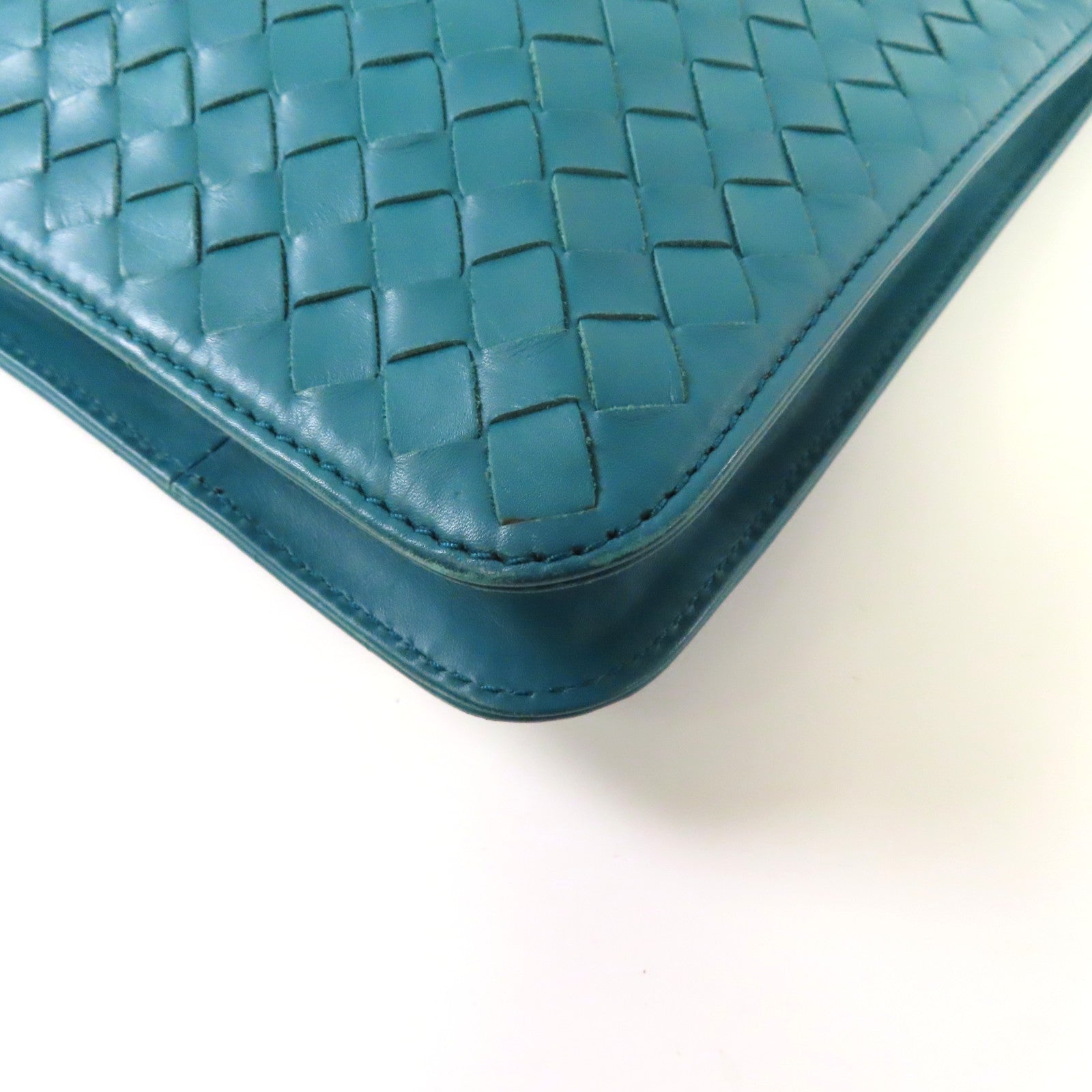 BOTTEGA VENETA 織紋羊皮皮革2 Way Shoulder手挽肩背兩用袋湖水綠色