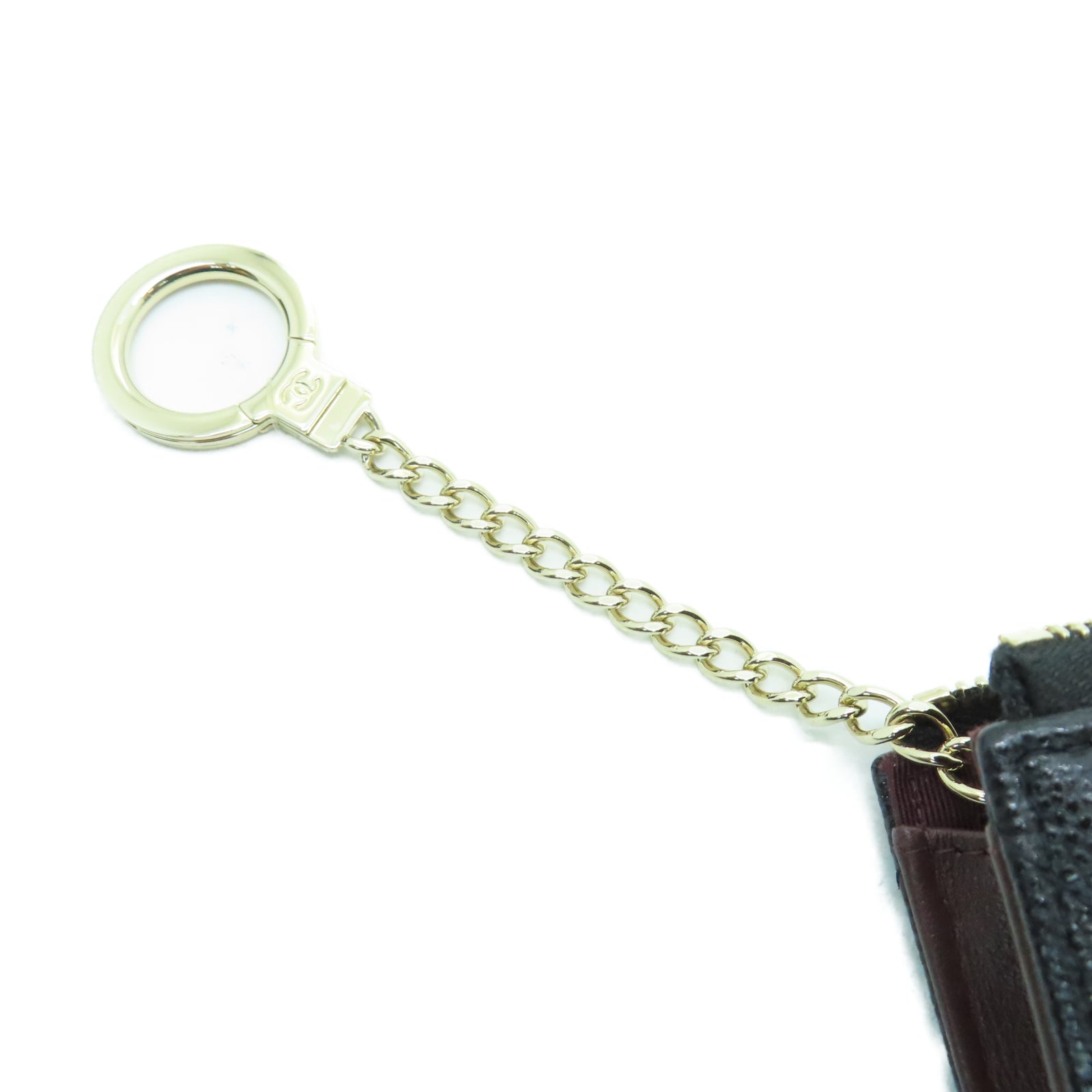 CHANEL 菱格Caviar皮革Card Case金扣卡片包黑色
