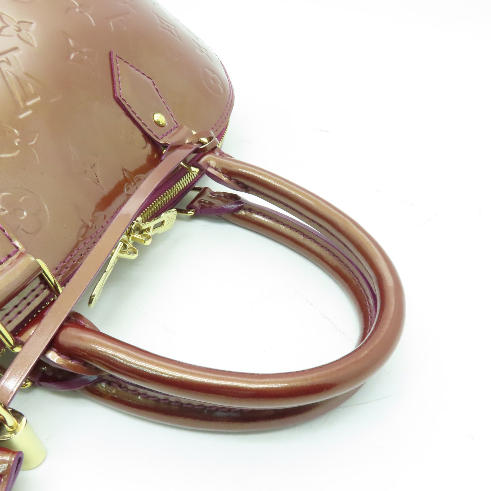 LOUIS VUITTON Vernis Alma MM金扣手挽袋紫色