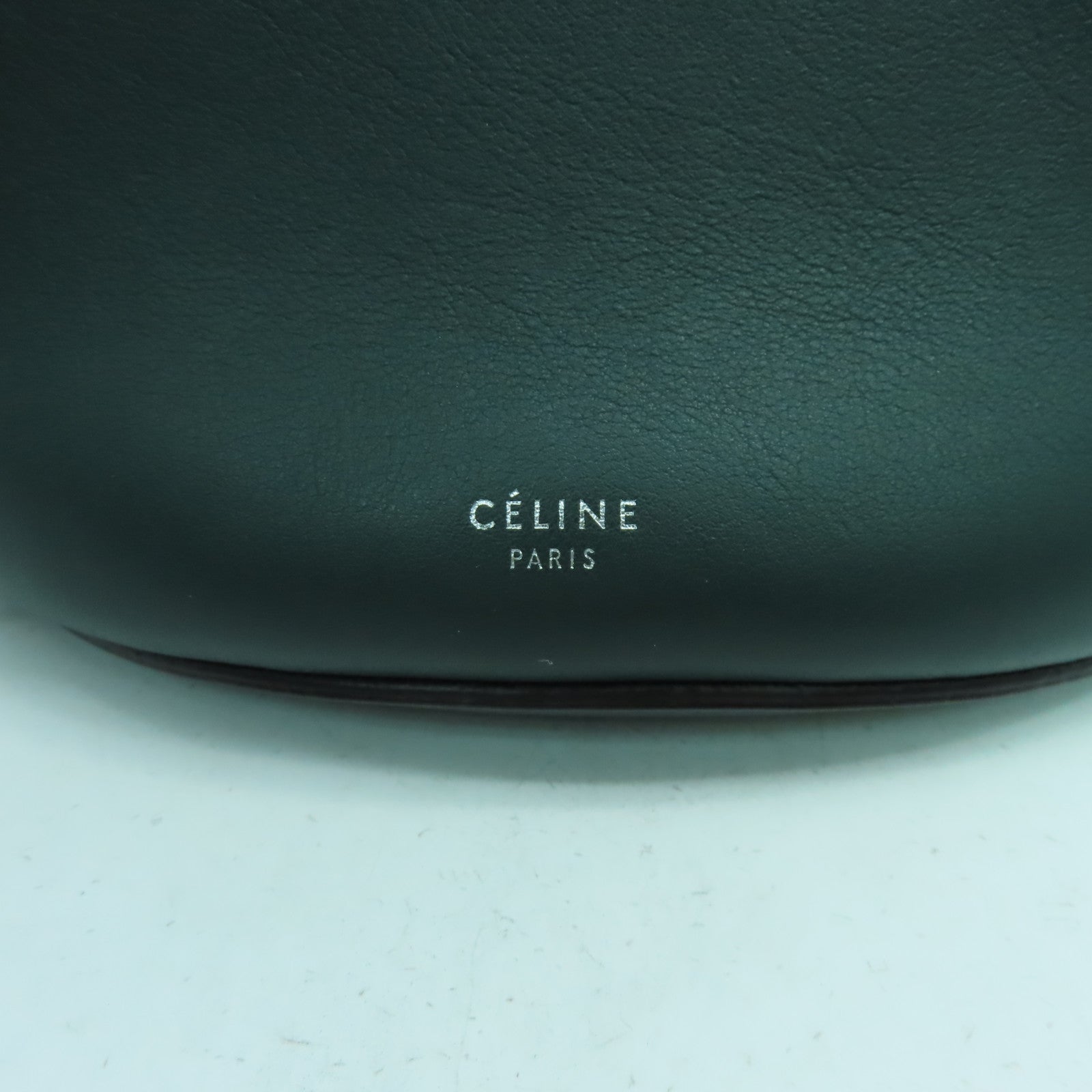CELINE 牛皮皮革Big Bag Bucket銀扣肩背袋綠色