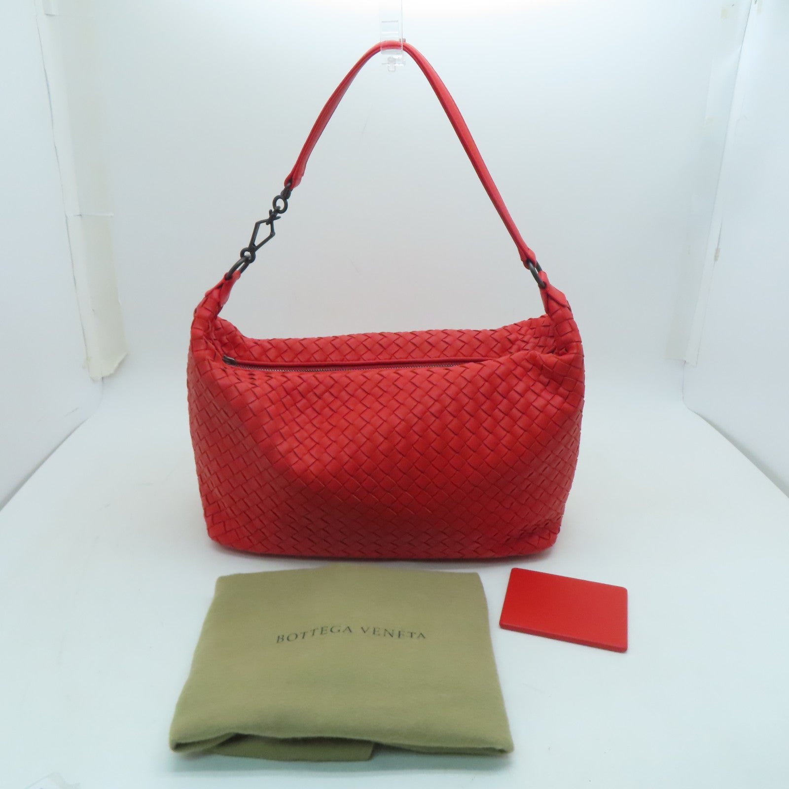 BOTTEGA VENETA 織紋皮革Shoulder Bag肩背袋紅色