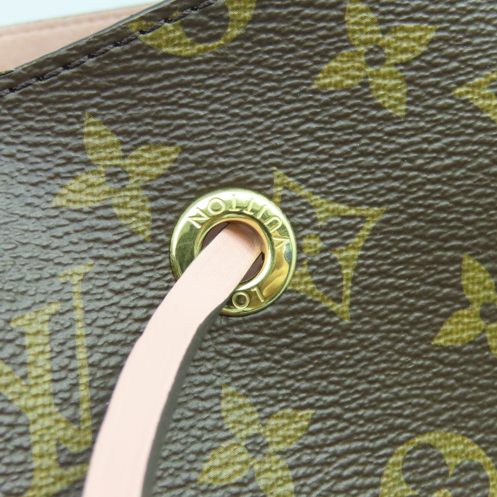 LOUIS VUITTON Monogram NeoNoe MM金扣肩背袋啡色/粉紅色
