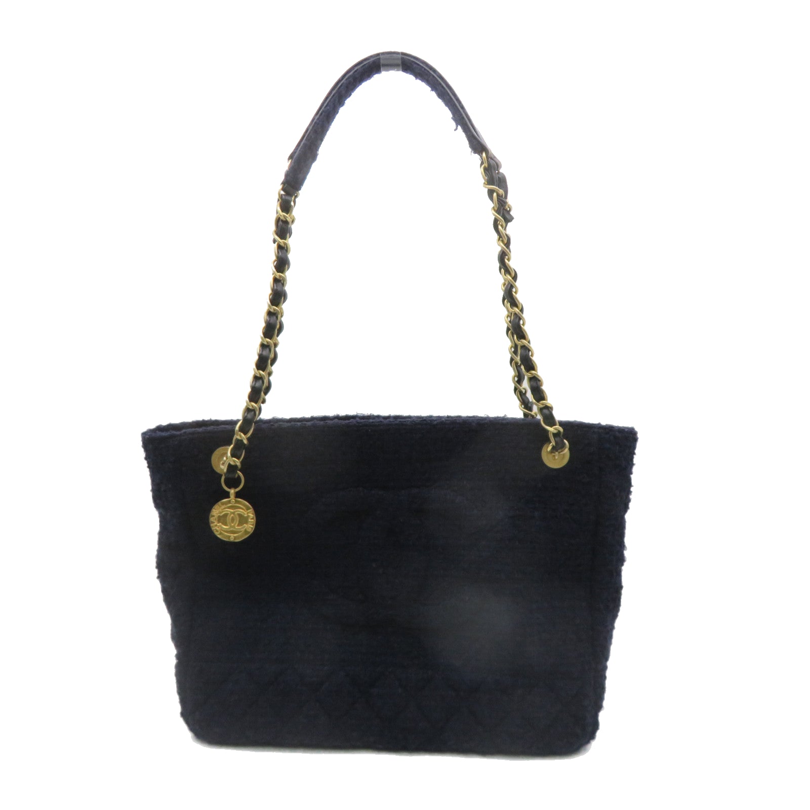 CHANEL 【激減優惠】Tweed Chain Shoulder金扣肩背袋深藍色