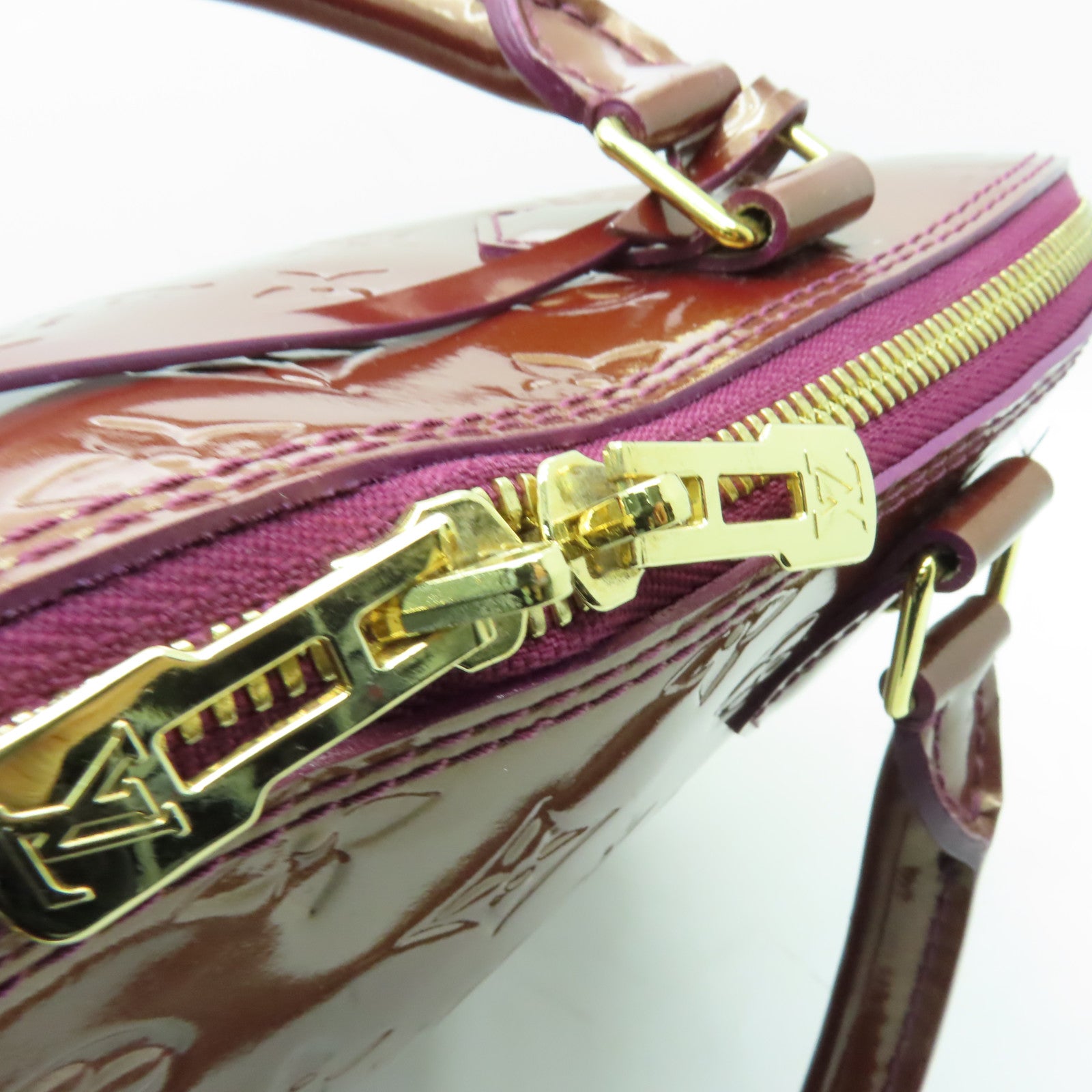 LOUIS VUITTON Vernis Alma MM金扣手挽袋紫色