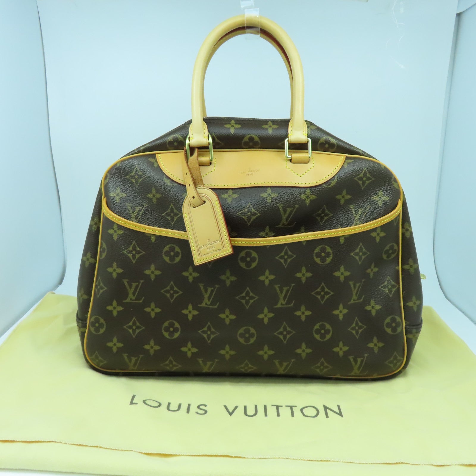 LOUIS VUITTON Monogram Deauville GM金扣手挽袋啡色