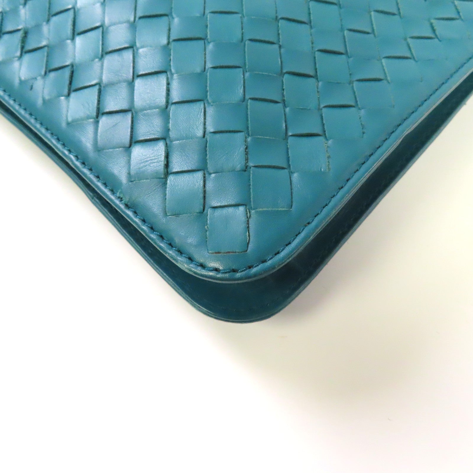 BOTTEGA VENETA 織紋羊皮皮革2 Way Shoulder手挽肩背兩用袋湖水綠色