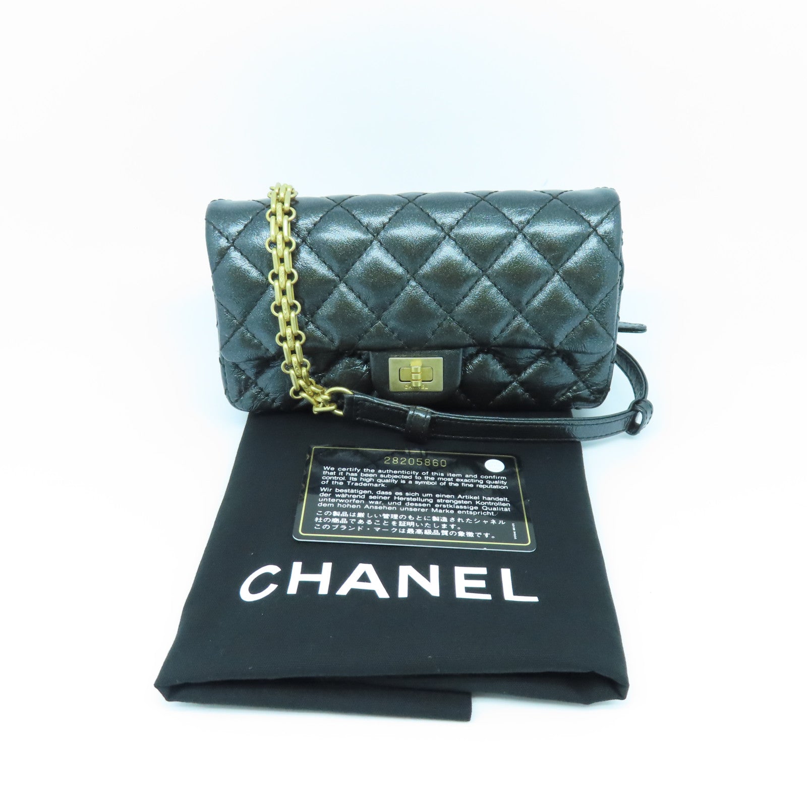 CHANEL 【激減優惠】菱格牛皮皮革Waist Bag金扣腰包黑色