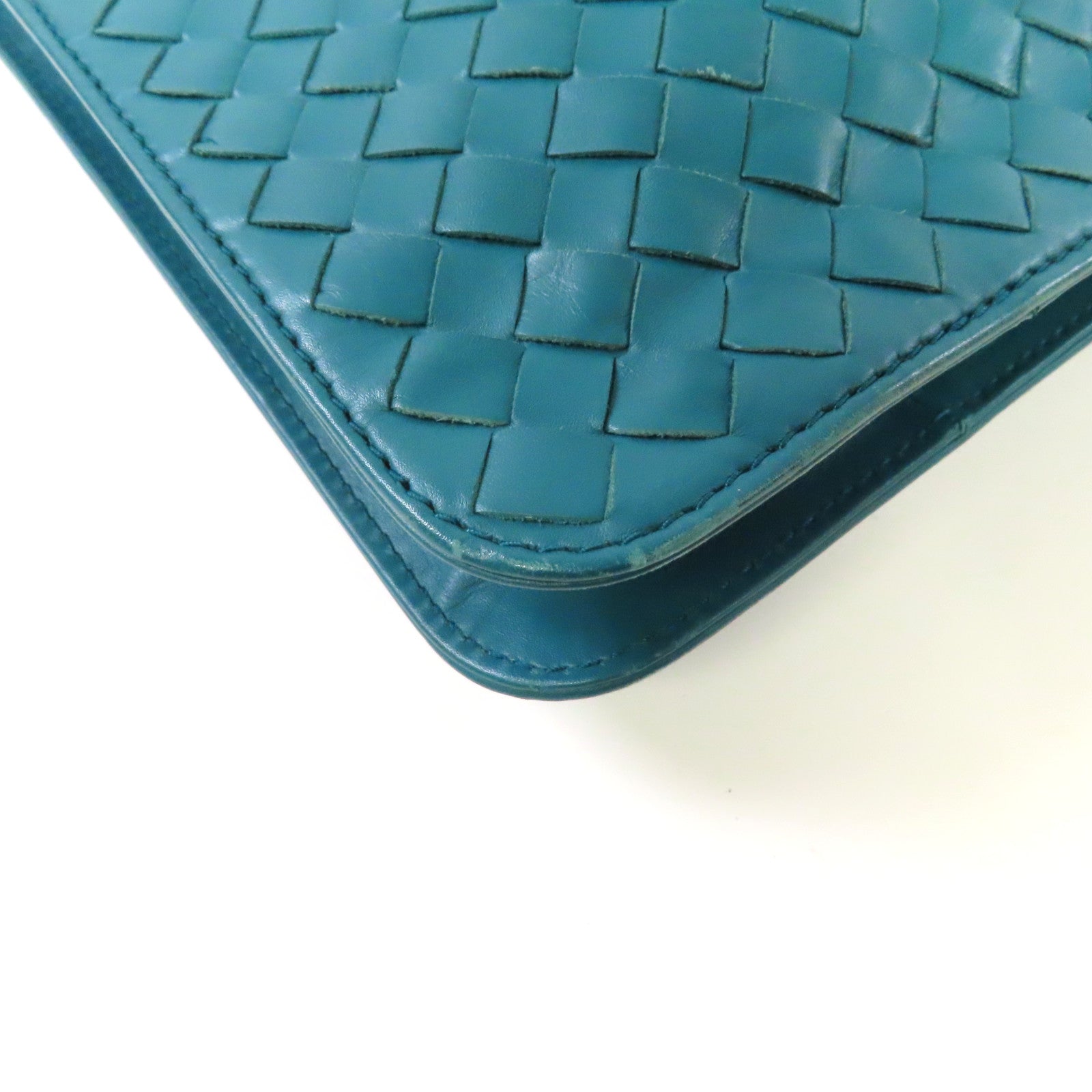 BOTTEGA VENETA 織紋羊皮皮革2 Way Shoulder手挽肩背兩用袋湖水綠色