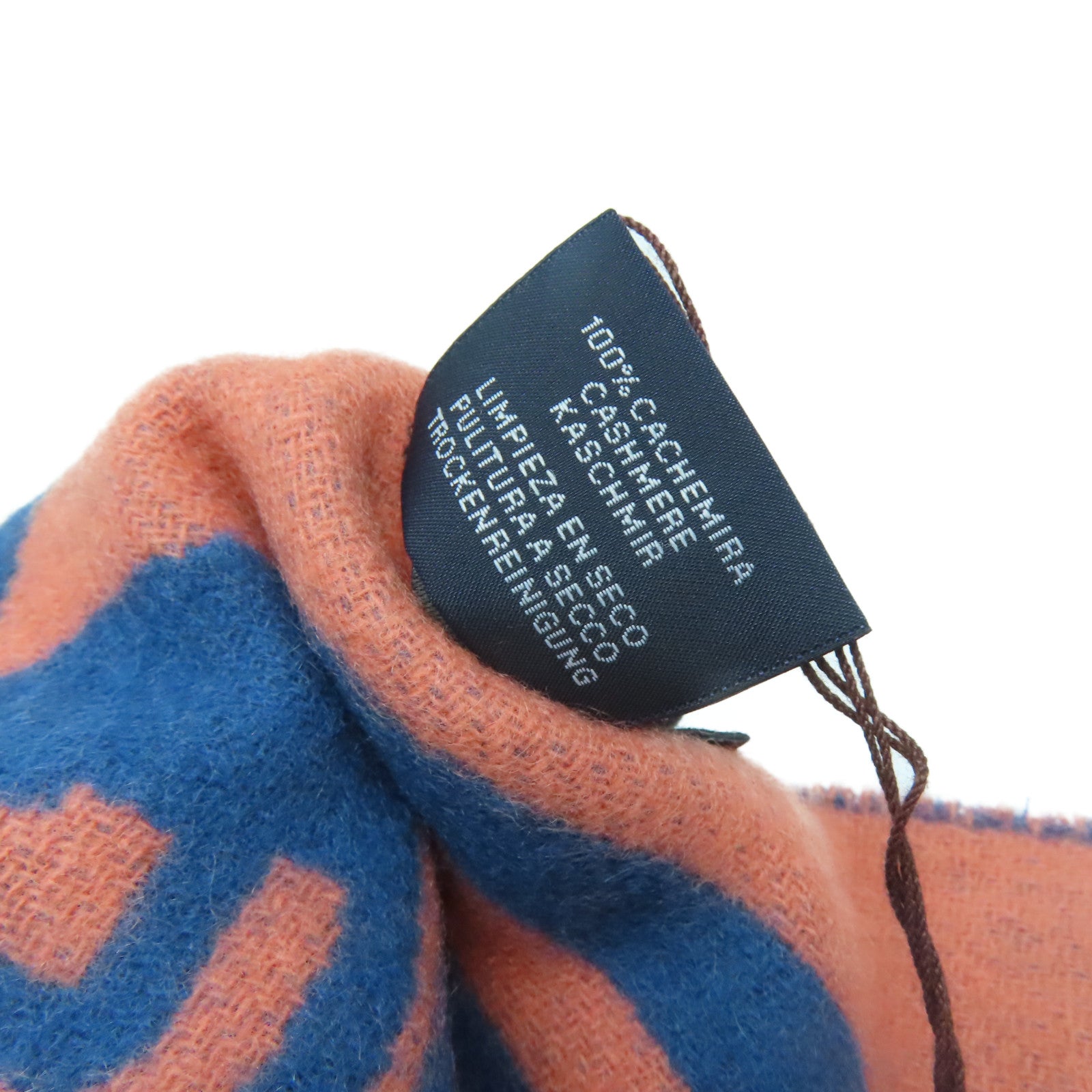 HERMES Cashmere Muffler颈巾蓝色/橙色