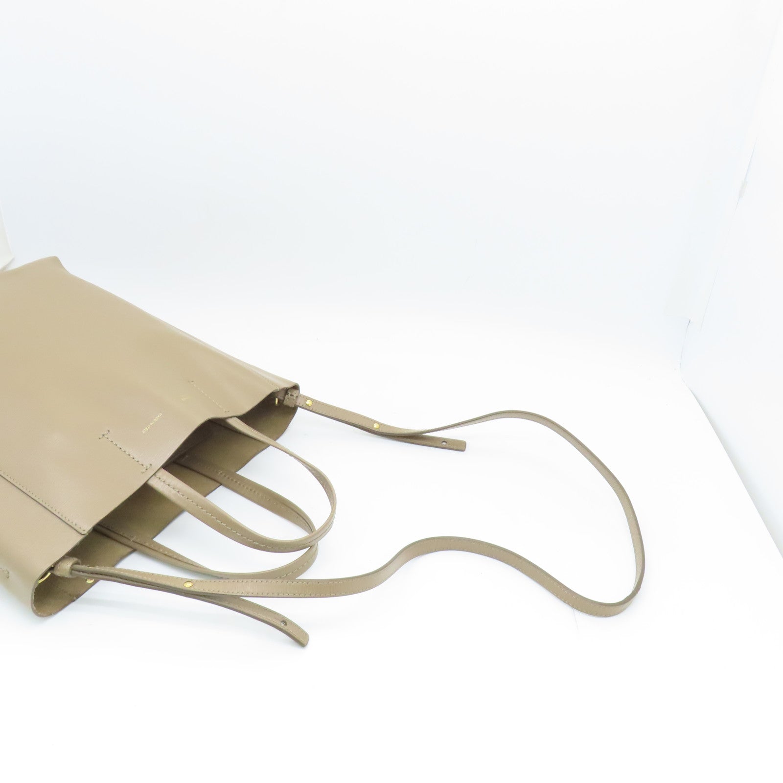 CELINE Cowhide Leather Cabas Gold Buckle Handle Shoulder Bag Beige
