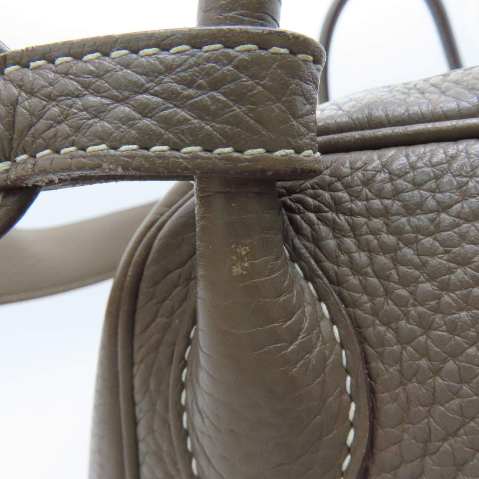 HERMES Clemence皮革Lindy 30银扣手挽肩背两用袋Etoupe/灰色