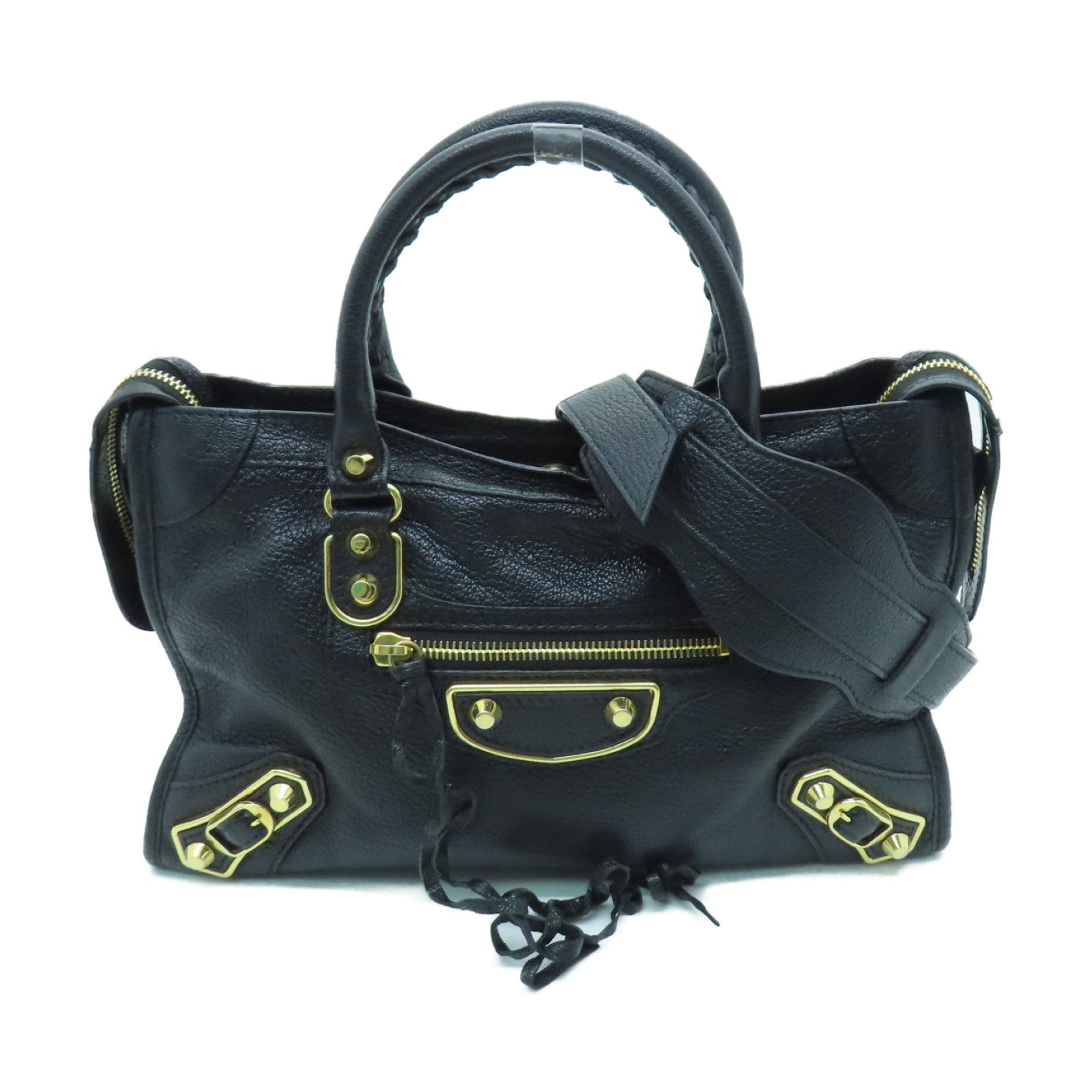 BALENCIAGA 牛皮皮革City Small金扣手挽肩背两用袋黑色