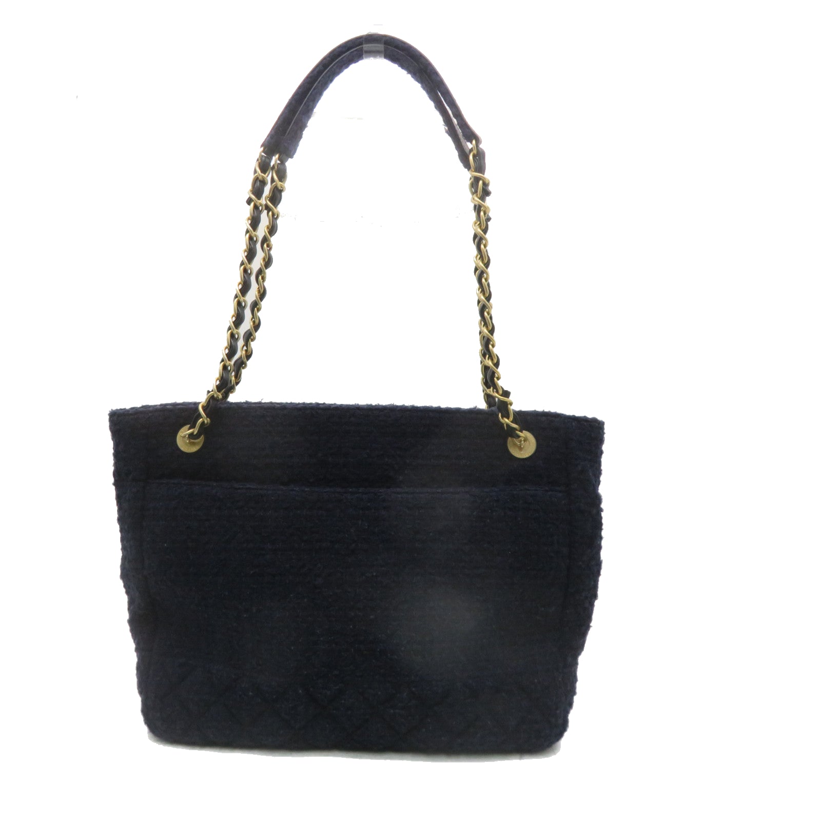 CHANEL 【激減優惠】Tweed Chain Shoulder金扣肩背袋深藍色