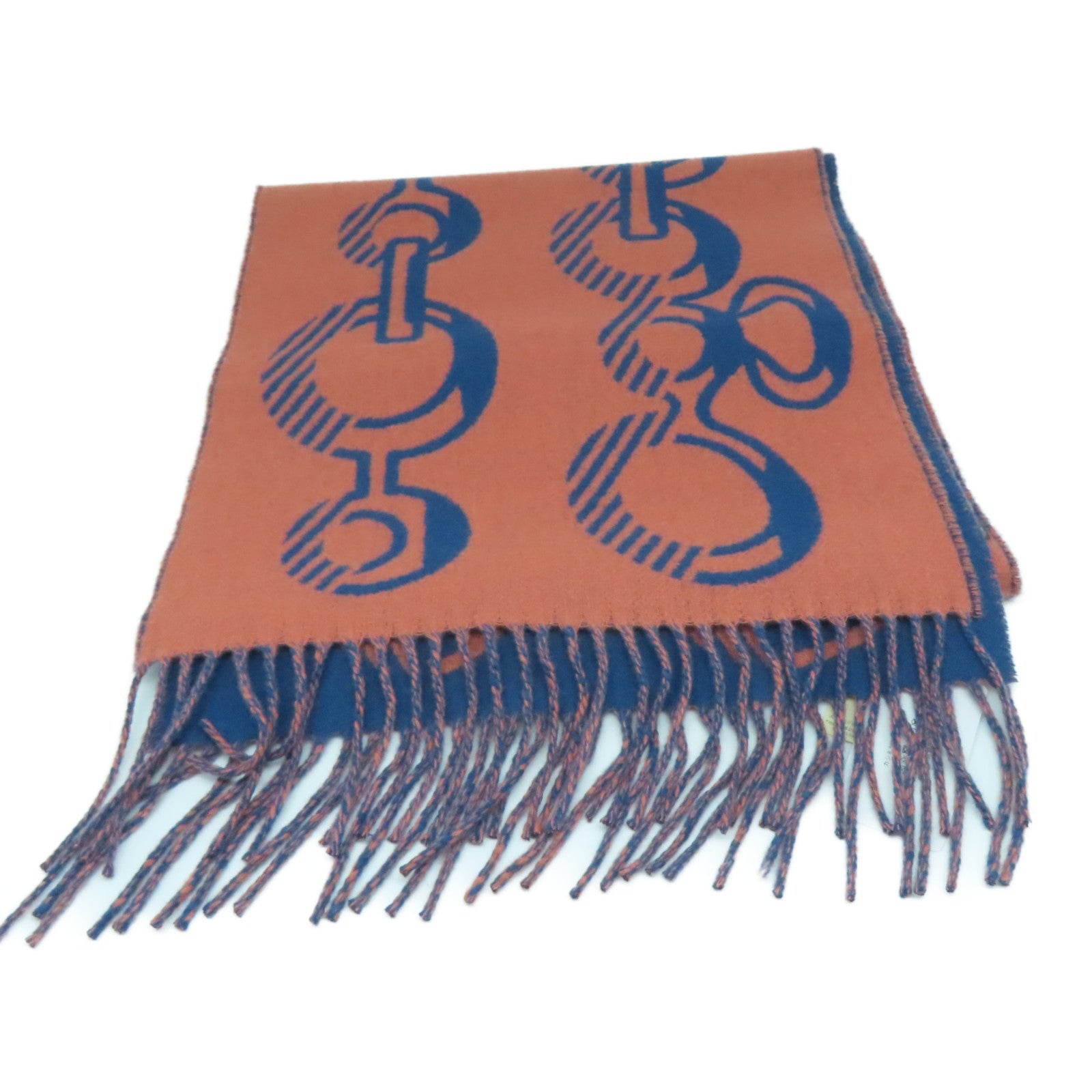 HERMES Cashmere Muffler颈巾蓝色/橙色