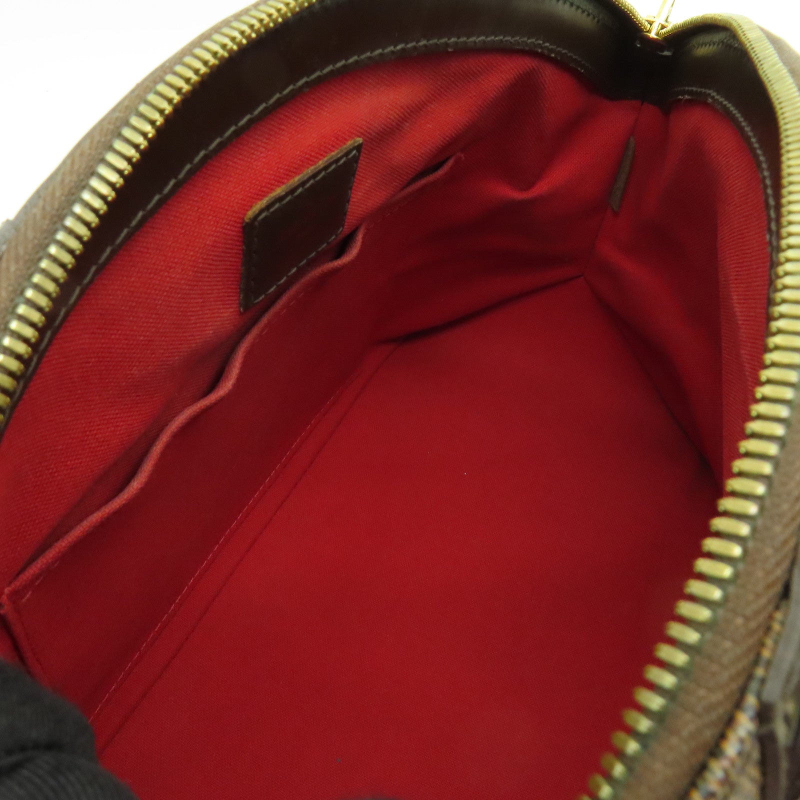 LOUIS VUITTON Damier Verona PM金扣手挽袋棕色