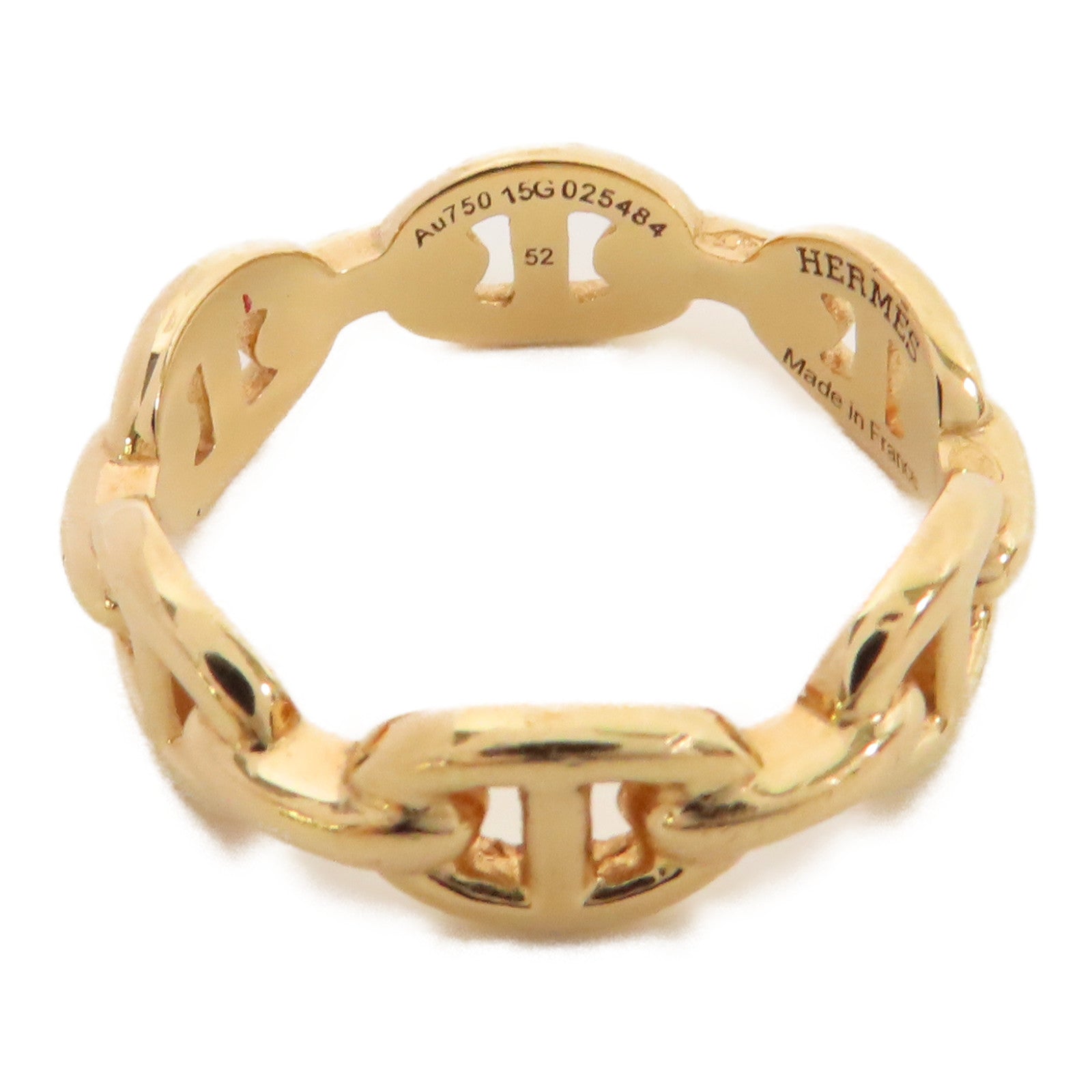HERMES 18K黃金Chaine D Ancre Ring戒指US#5.75