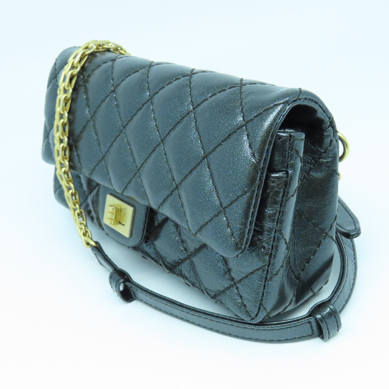 CHANEL 【激減優惠】菱格牛皮皮革Waist Bag金扣腰包黑色