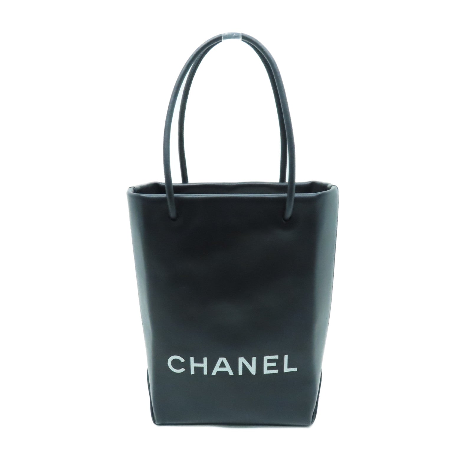 CHANEL 牛皮皮革Tote Bag銀扣手挽袋黑色