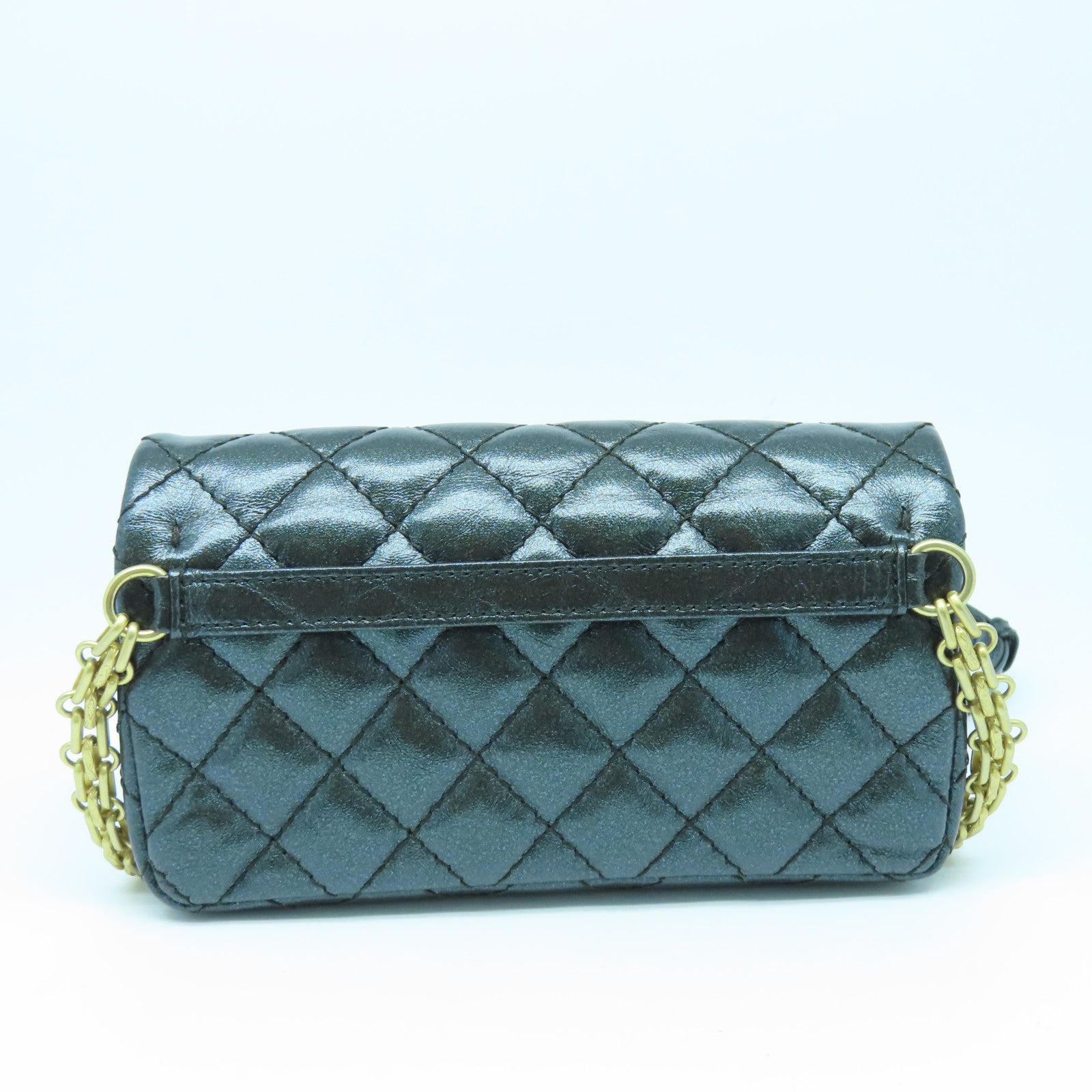 CHANEL 【激減優惠】菱格牛皮皮革Waist Bag金扣腰包黑色