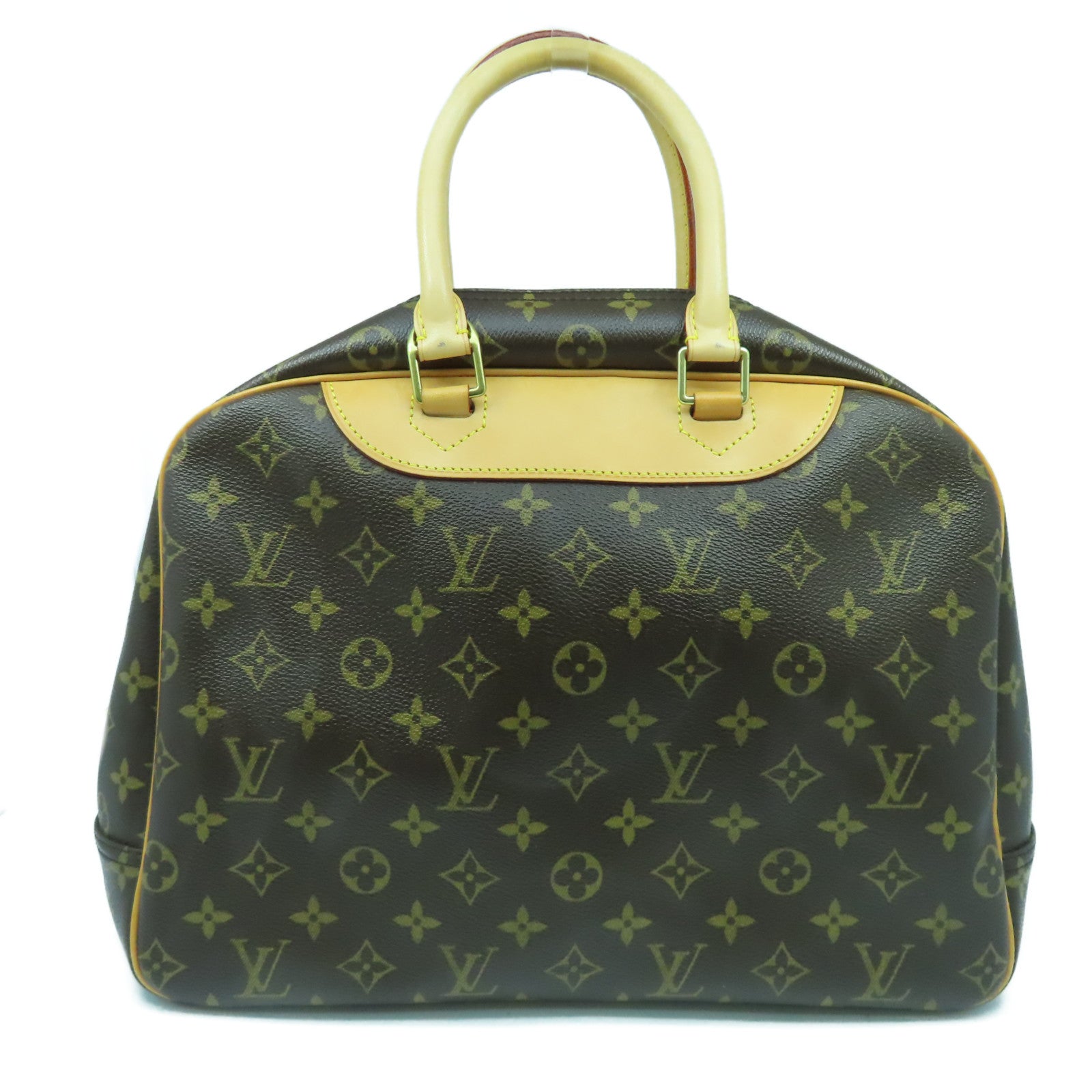 LOUIS VUITTON Monogram Deauville GM金扣手挽袋啡色