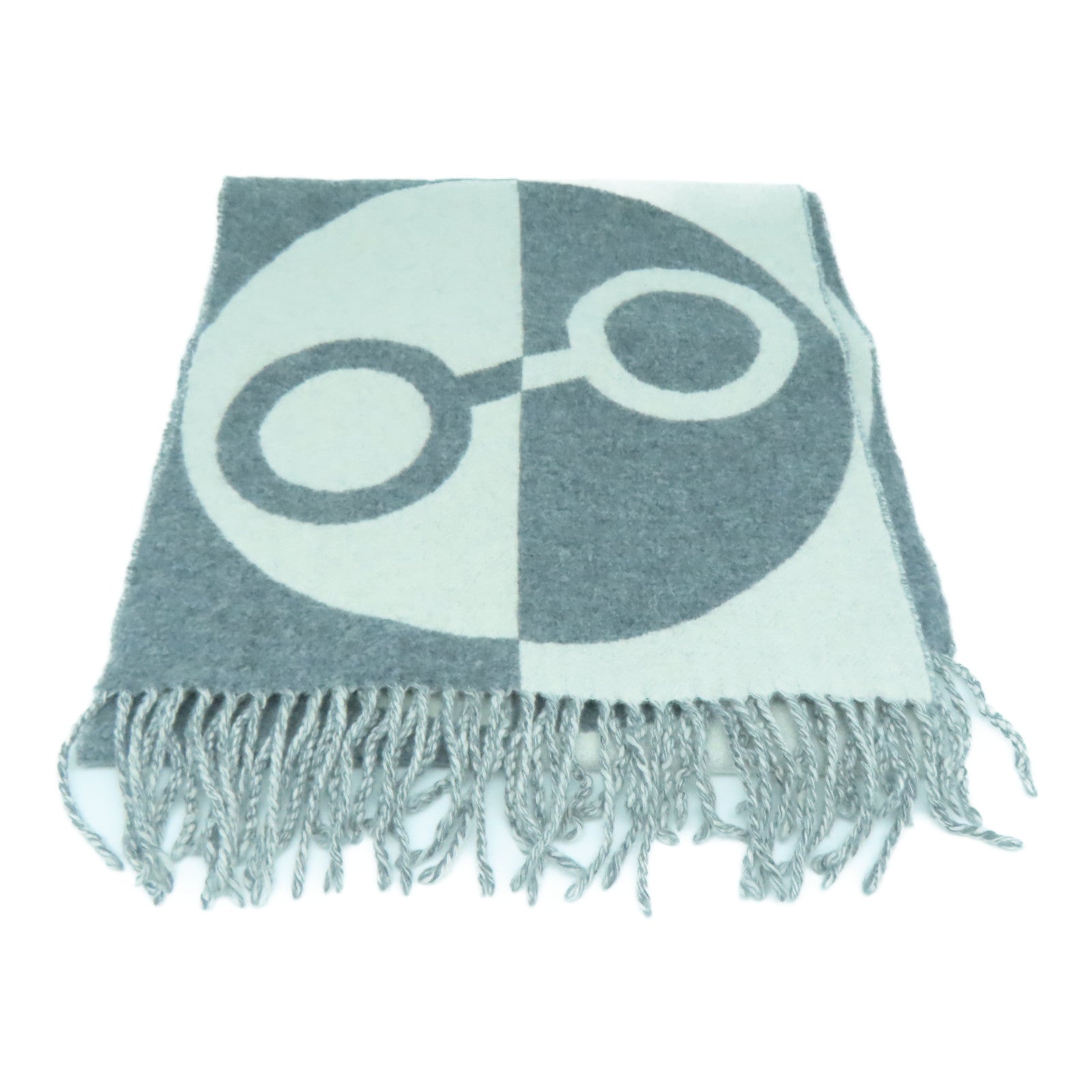 HERMES Cashmere Muffler颈巾灰色/白色