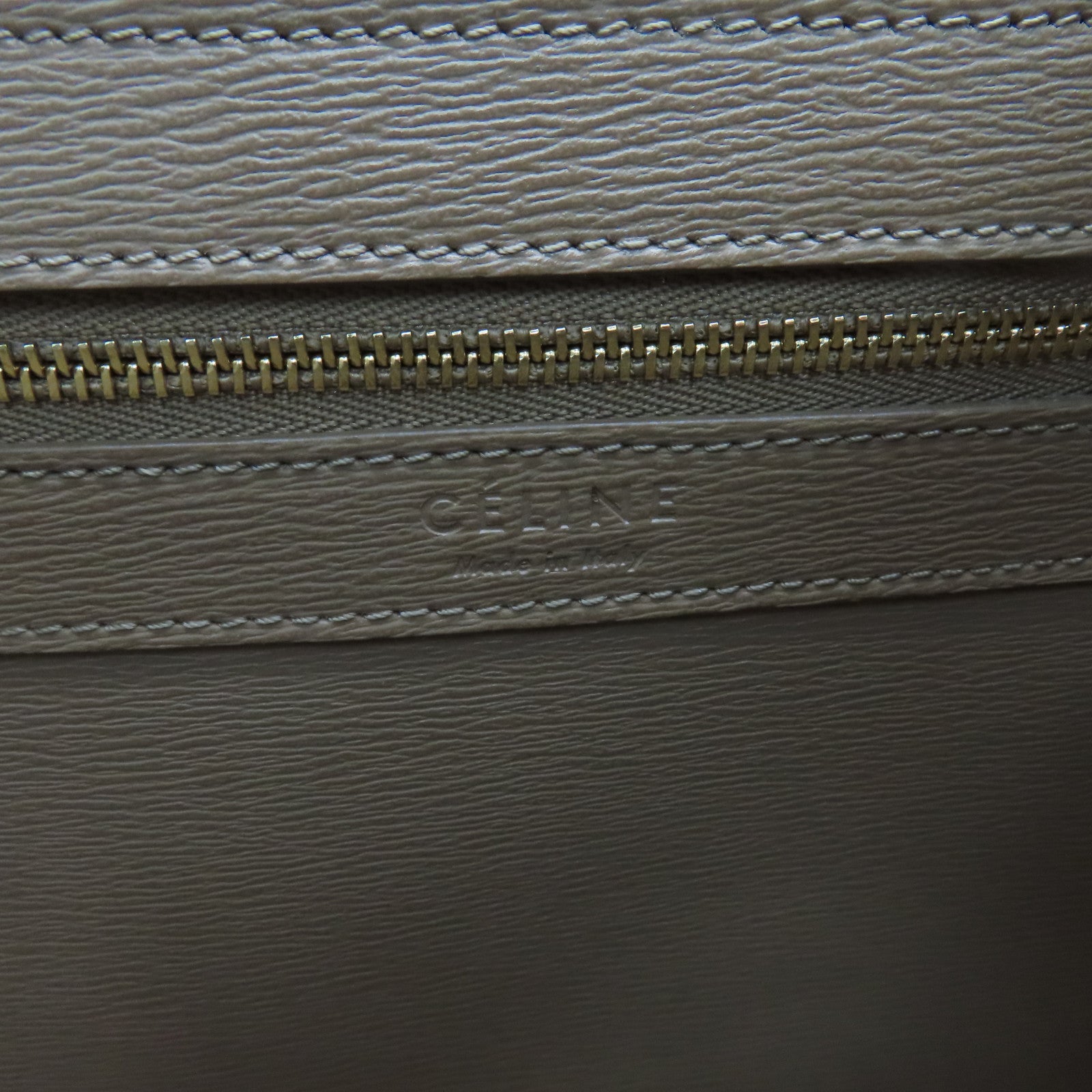CELINE Cowhide Leather Cabas Gold Buckle Handle Shoulder Bag Beige