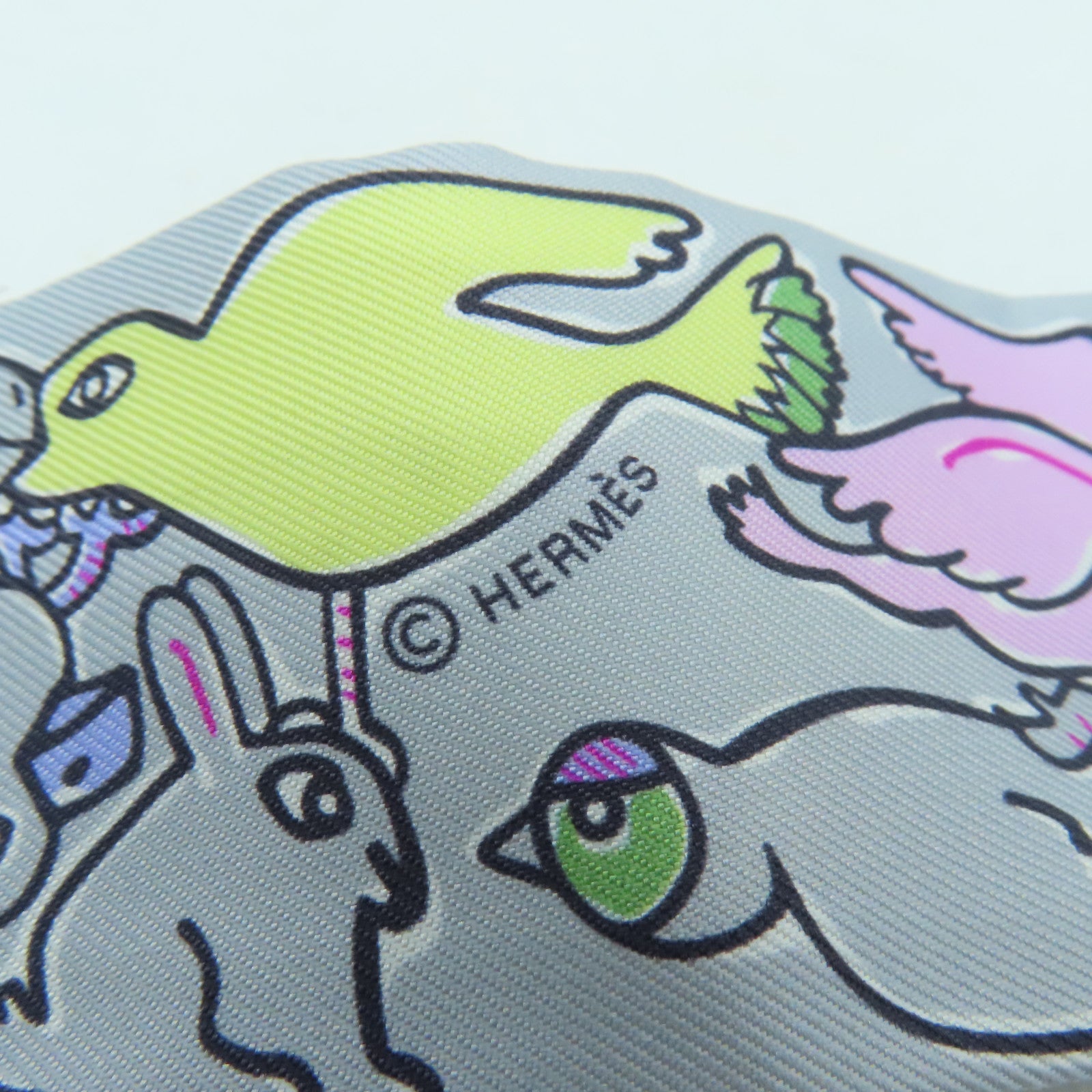 HERMES 【激減優惠】絲質Twilly絲巾灰色/彩色