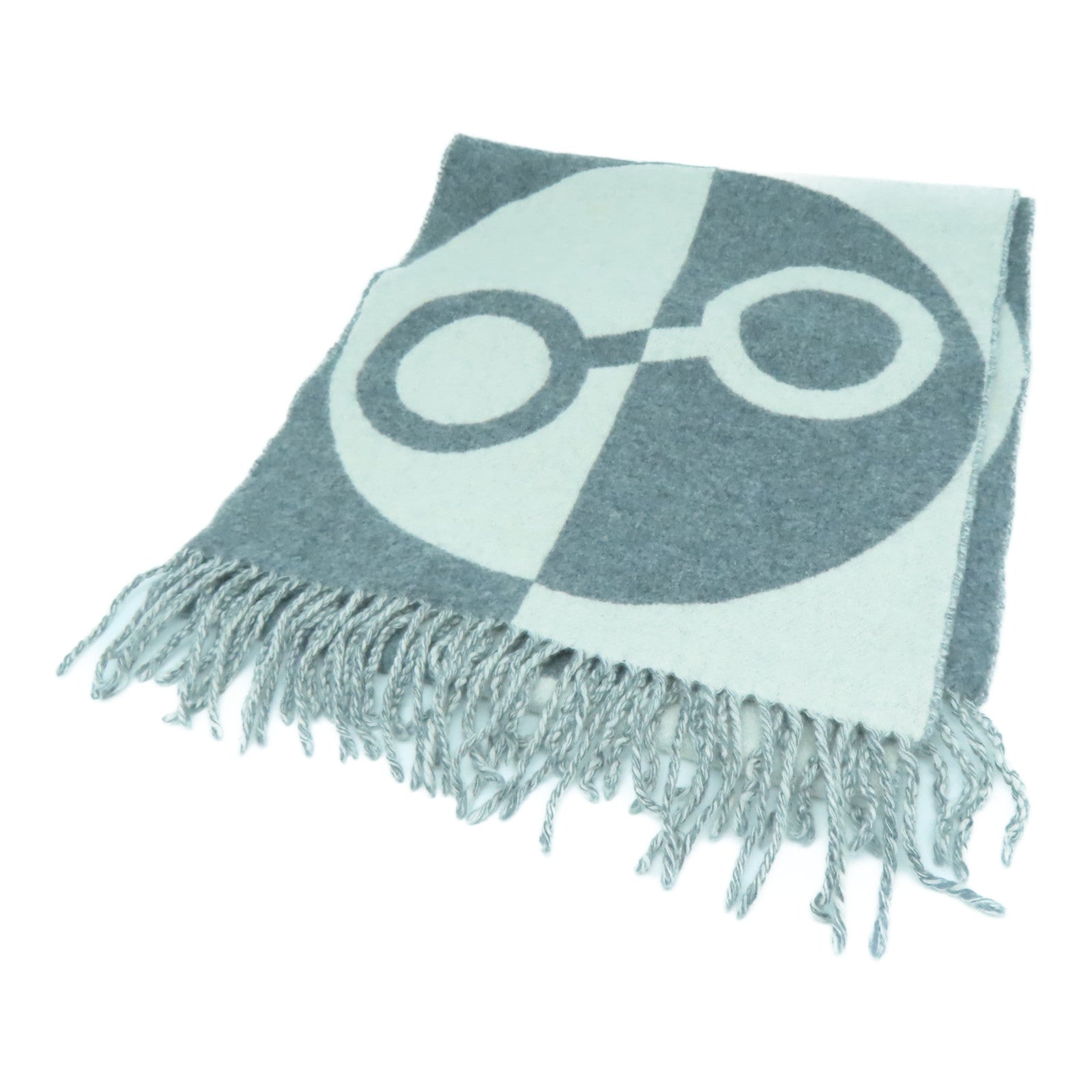 HERMES Cashmere Muffler颈巾灰色/白色