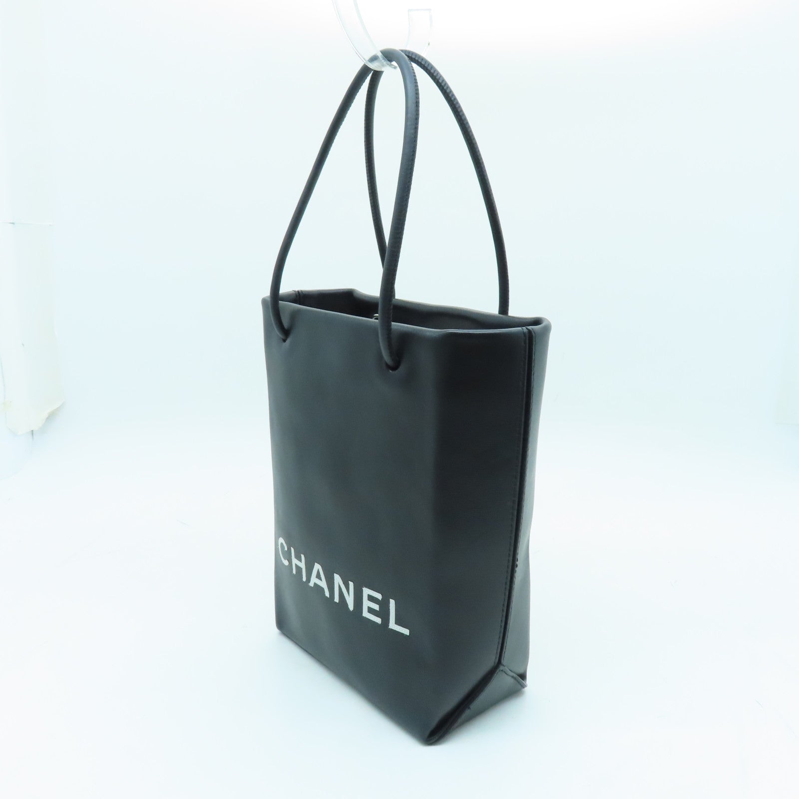 CHANEL 牛皮皮革Tote Bag銀扣手挽袋黑色