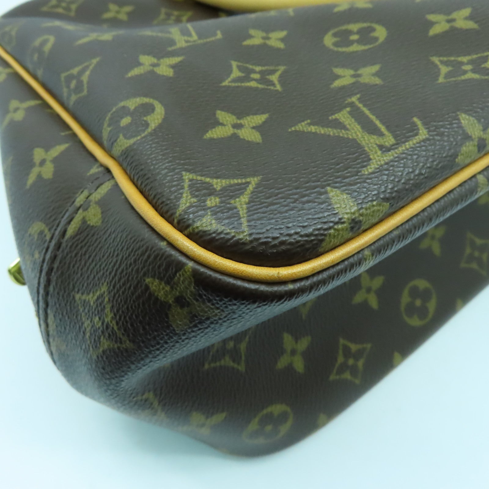 LOUIS VUITTON Monogram Deauville GM金扣手挽袋啡色