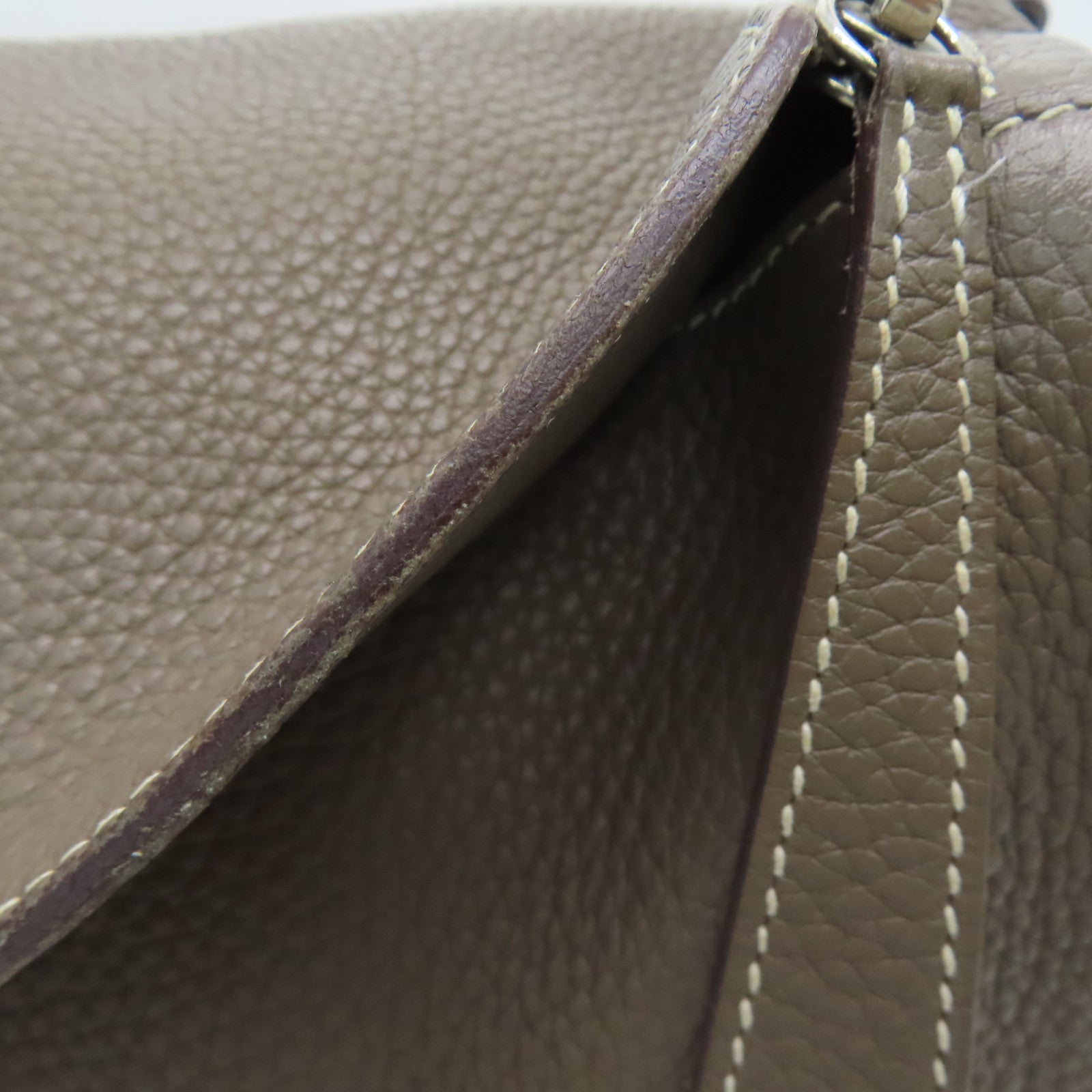 HERMES Clemence皮革Lindy 30银扣手挽肩背两用袋Etoupe/灰色