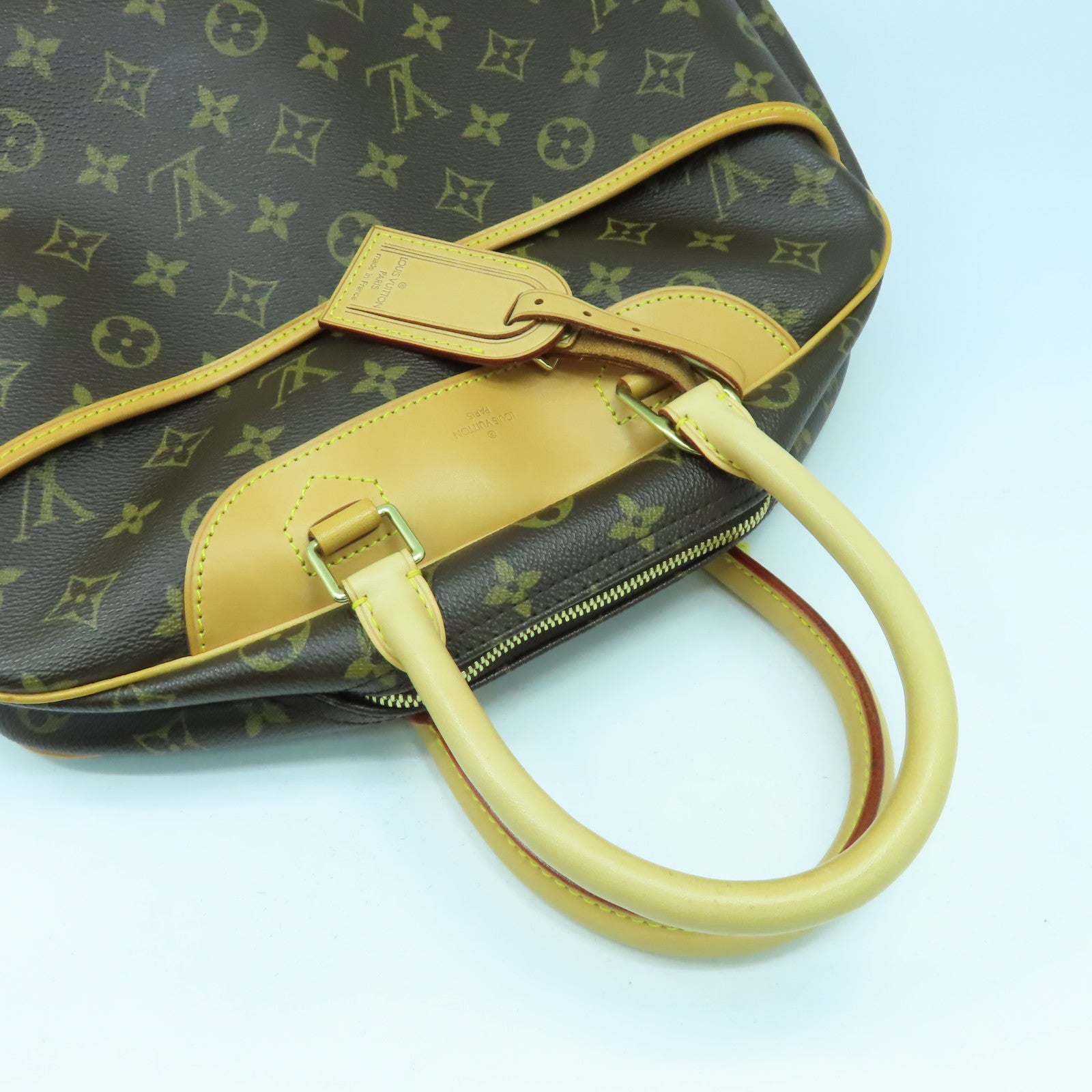 LOUIS VUITTON Monogram Deauville GM金扣手挽袋啡色