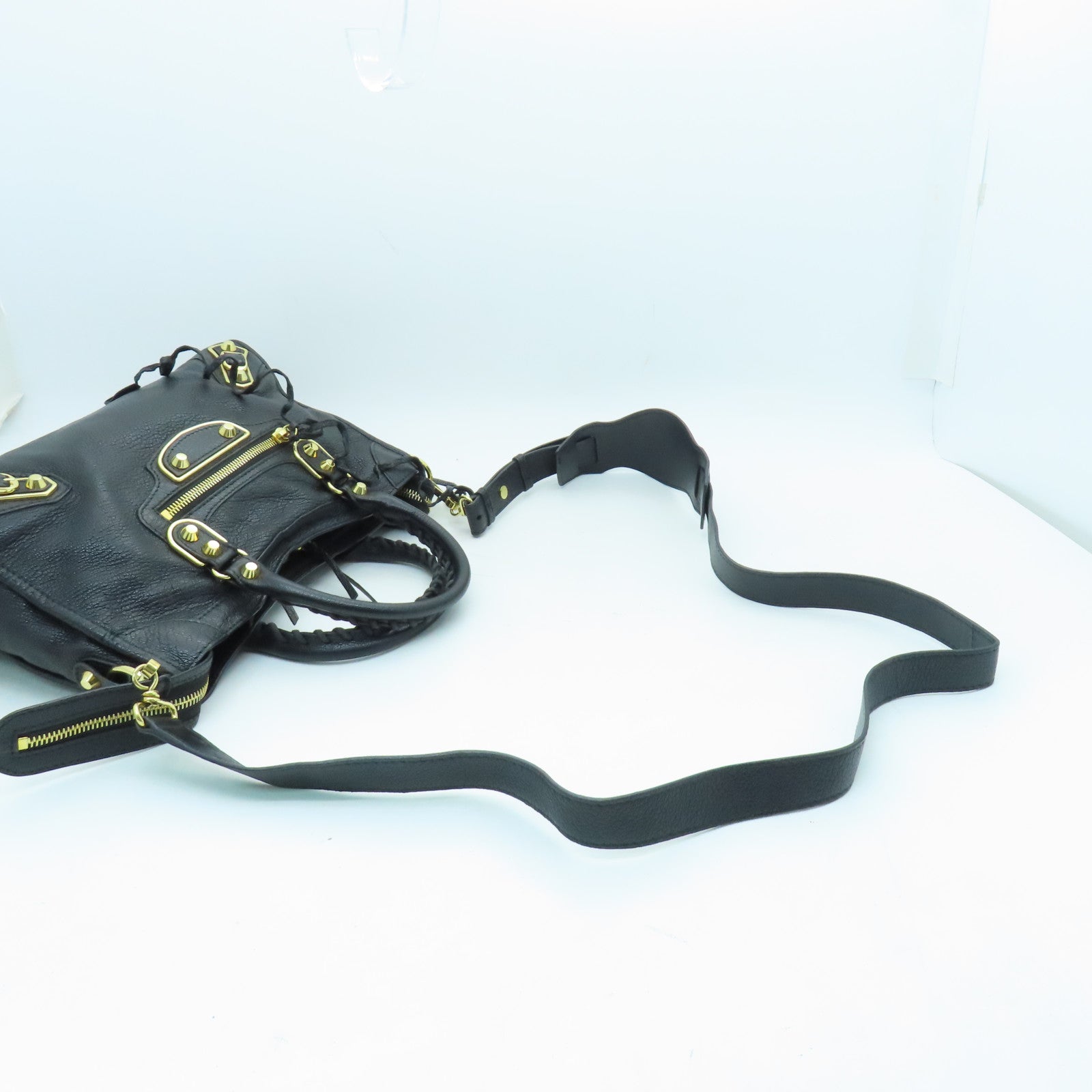 BALENCIAGA 牛皮皮革City Small金扣手挽肩背两用袋黑色